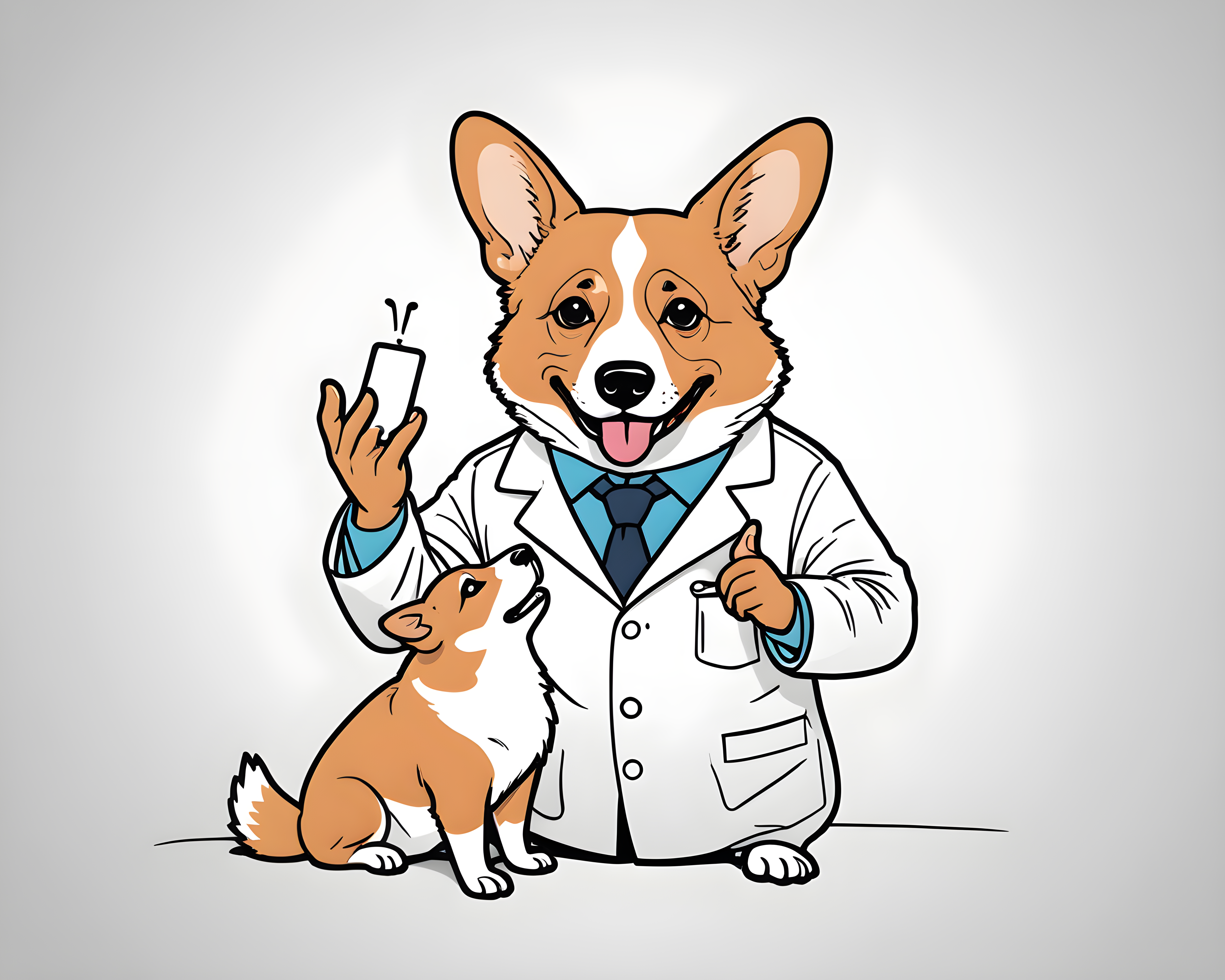 Doctor Corgi — Minimalist Line Art (Funny)