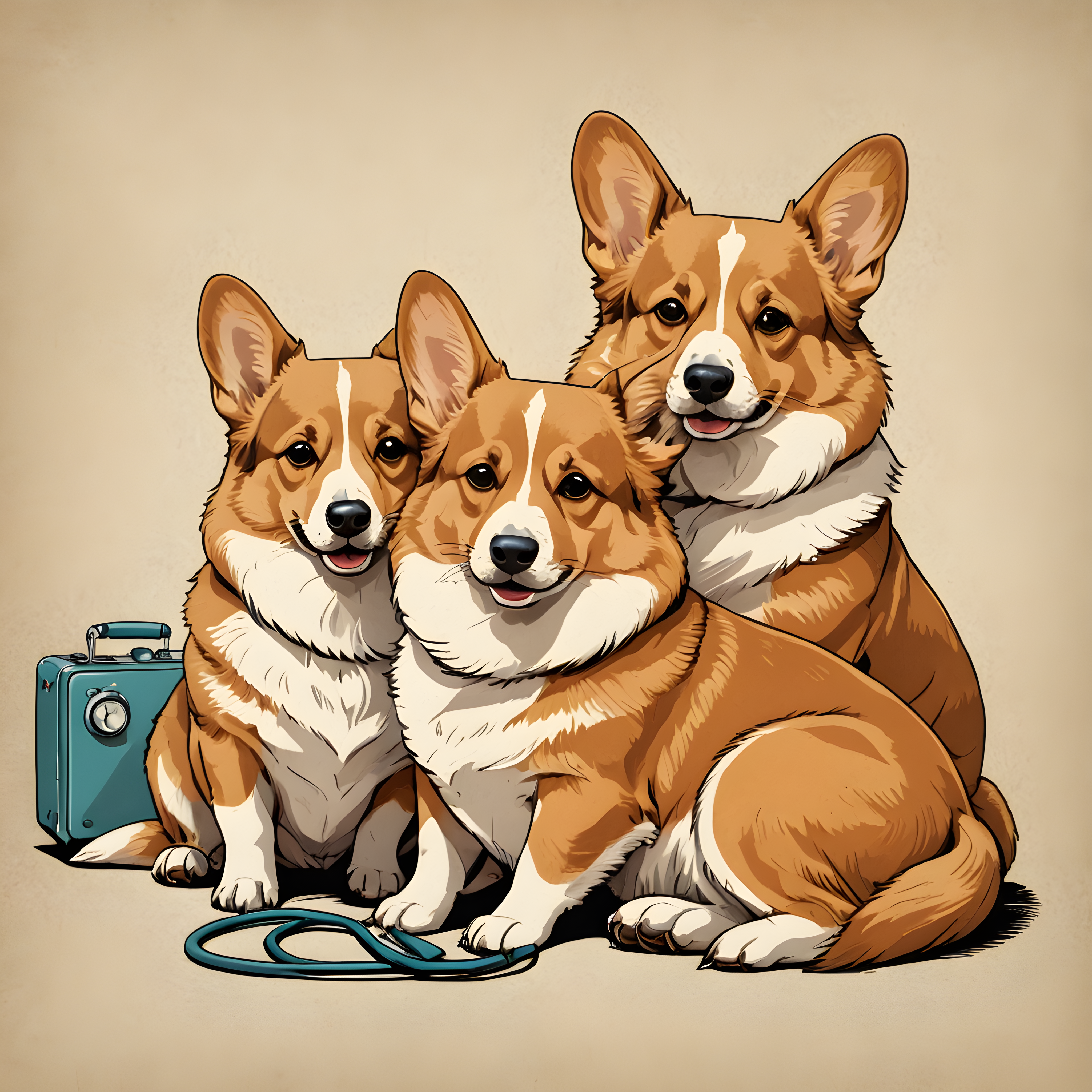 Doctor Corgi — Retro (Sleepy)