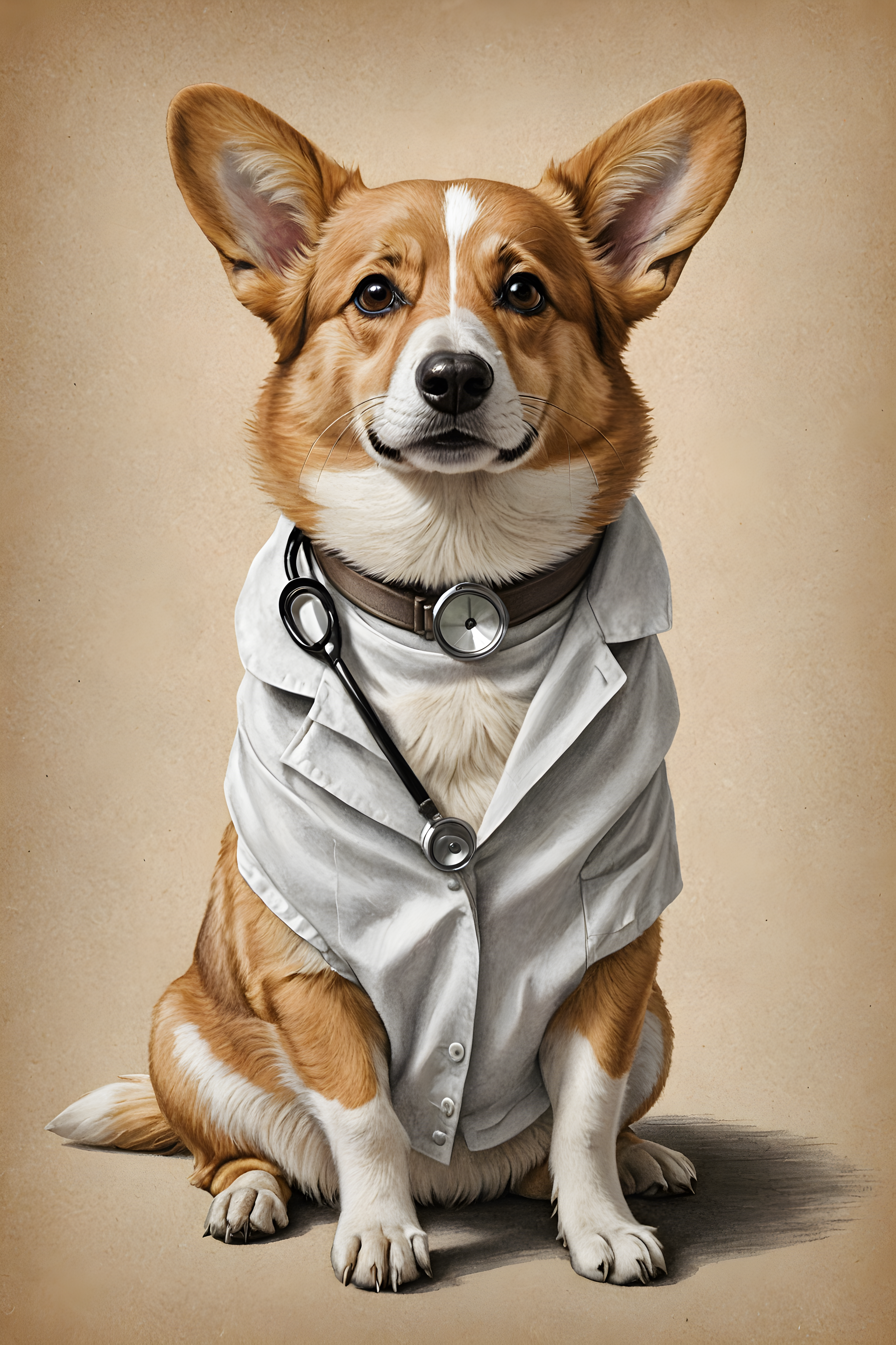 Doctor Corgi — Pencil Sketch (Emotional)