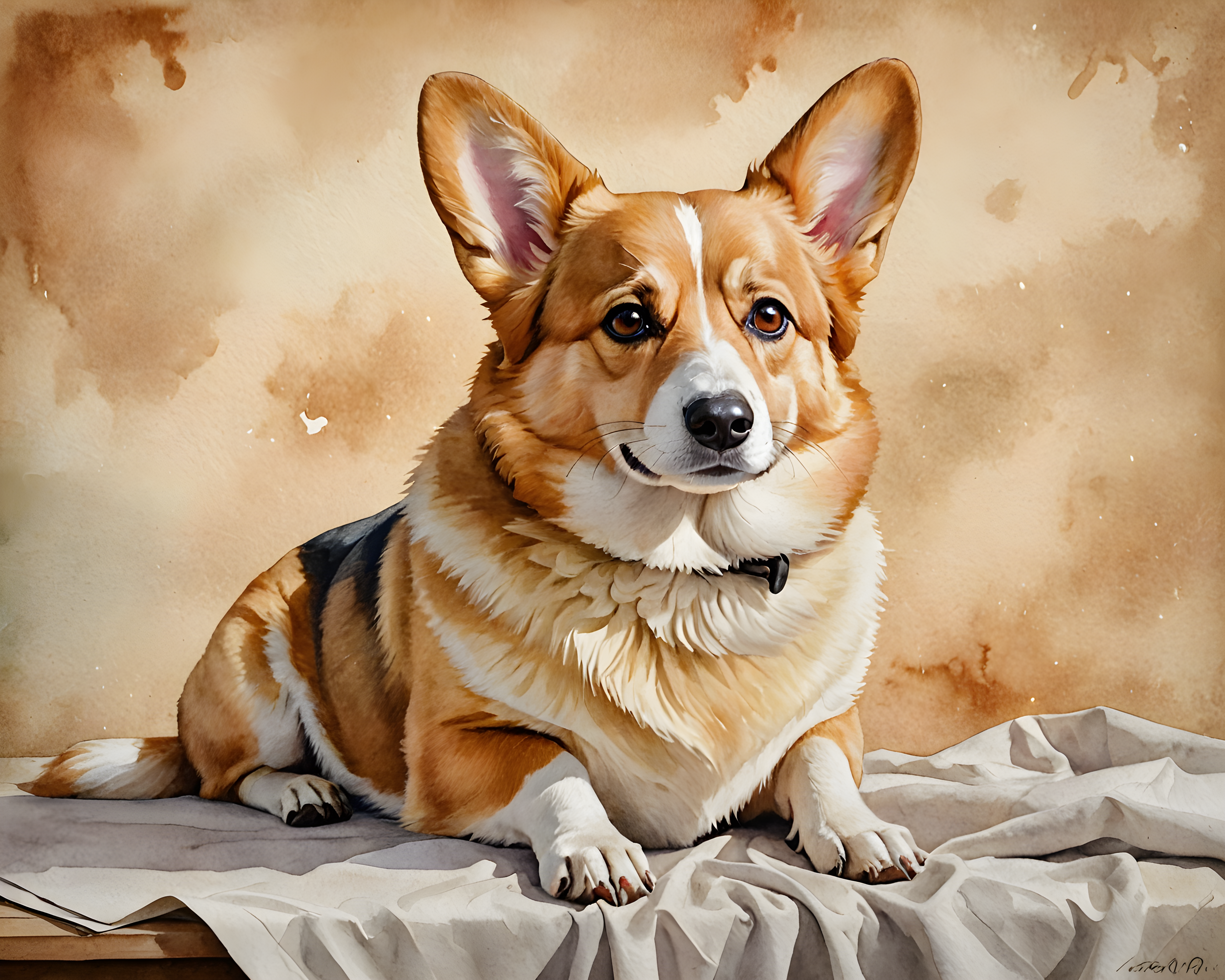 Doctor Corgi — Watercolor (Sleepy)