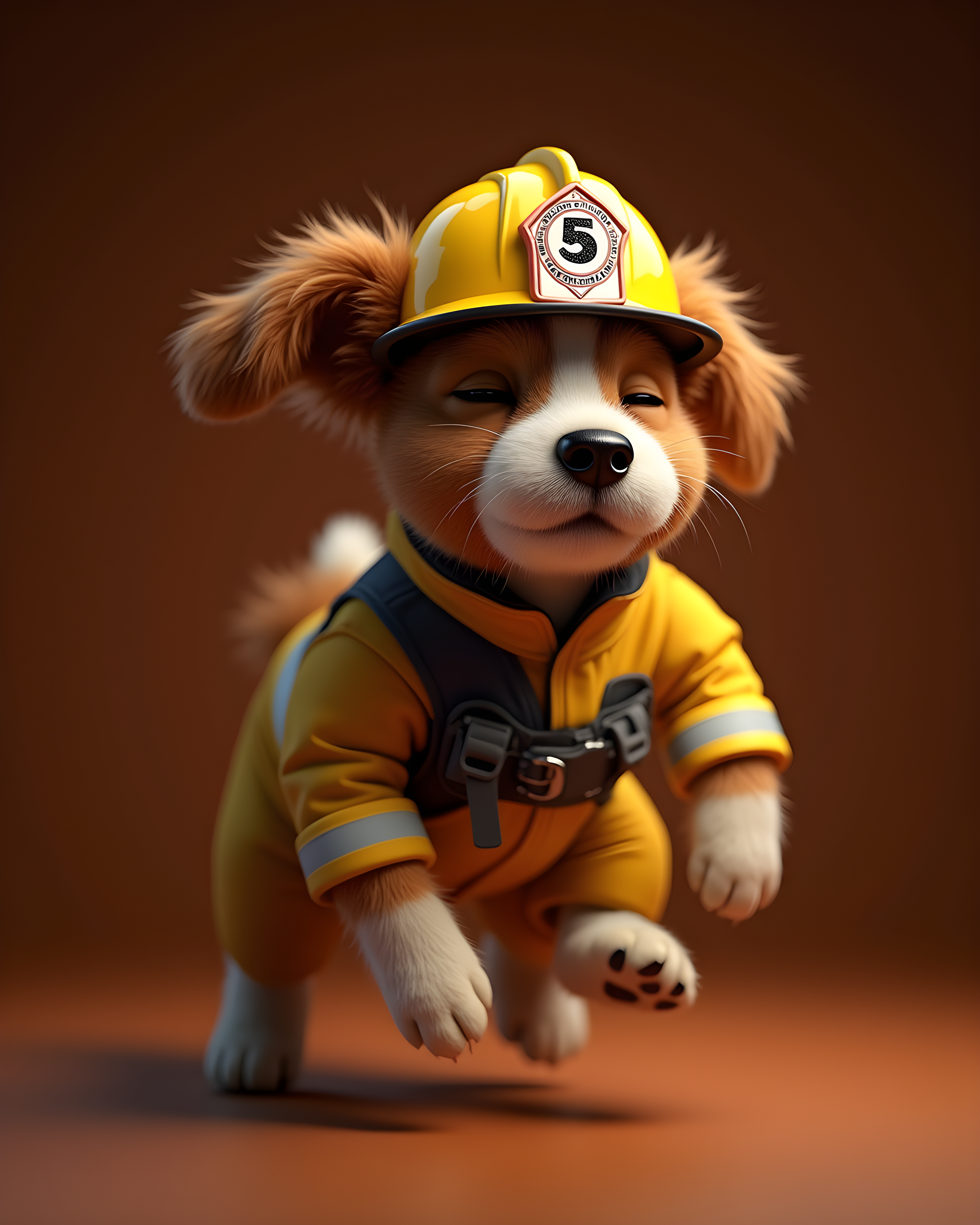 Firefighter Dog — Hyper-Realistic (Sleepy)