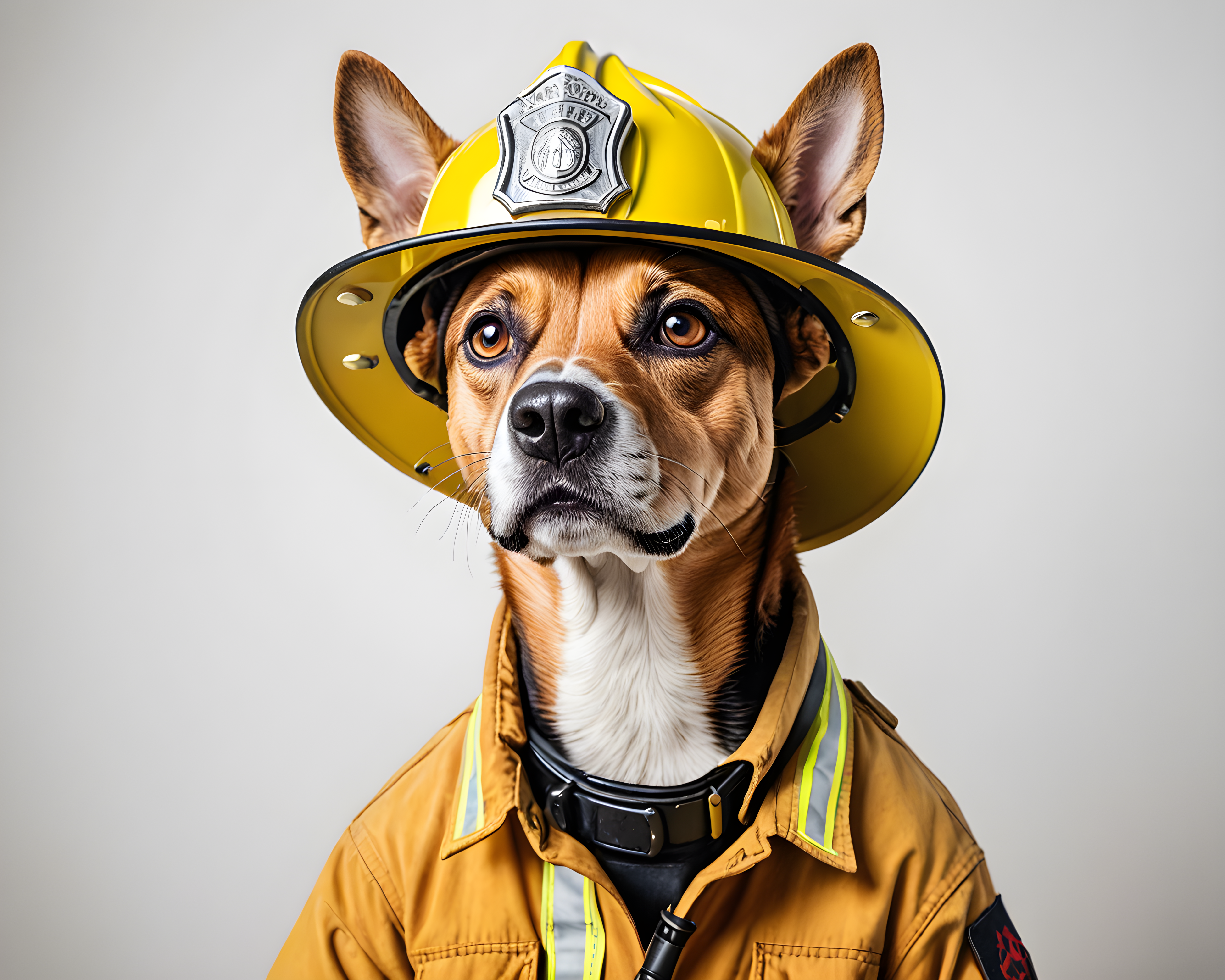 Firefighter Dog — Minimalist Line Art (Energetic)