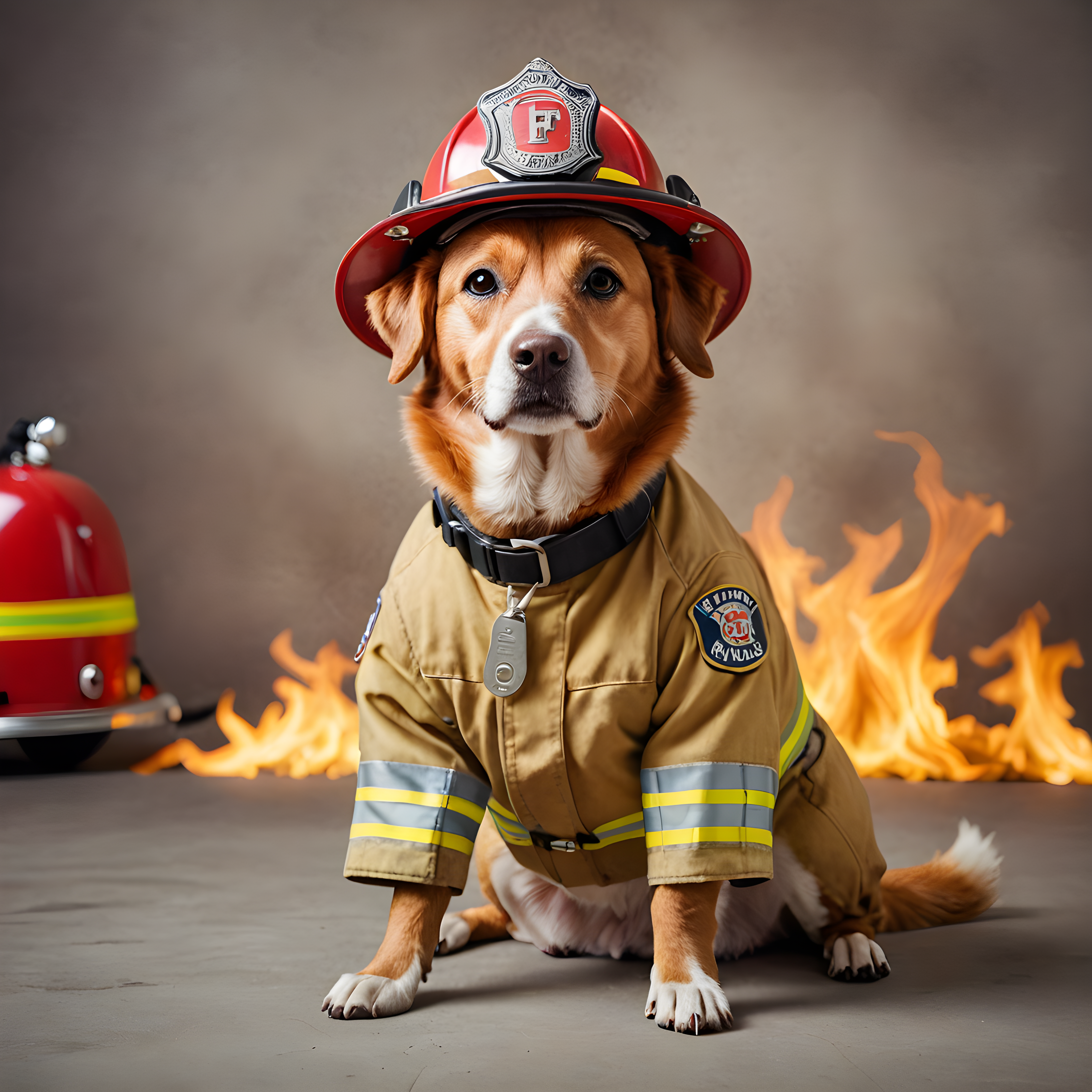 Firefighter Dog — Modern Aesthetic (Sleepy)