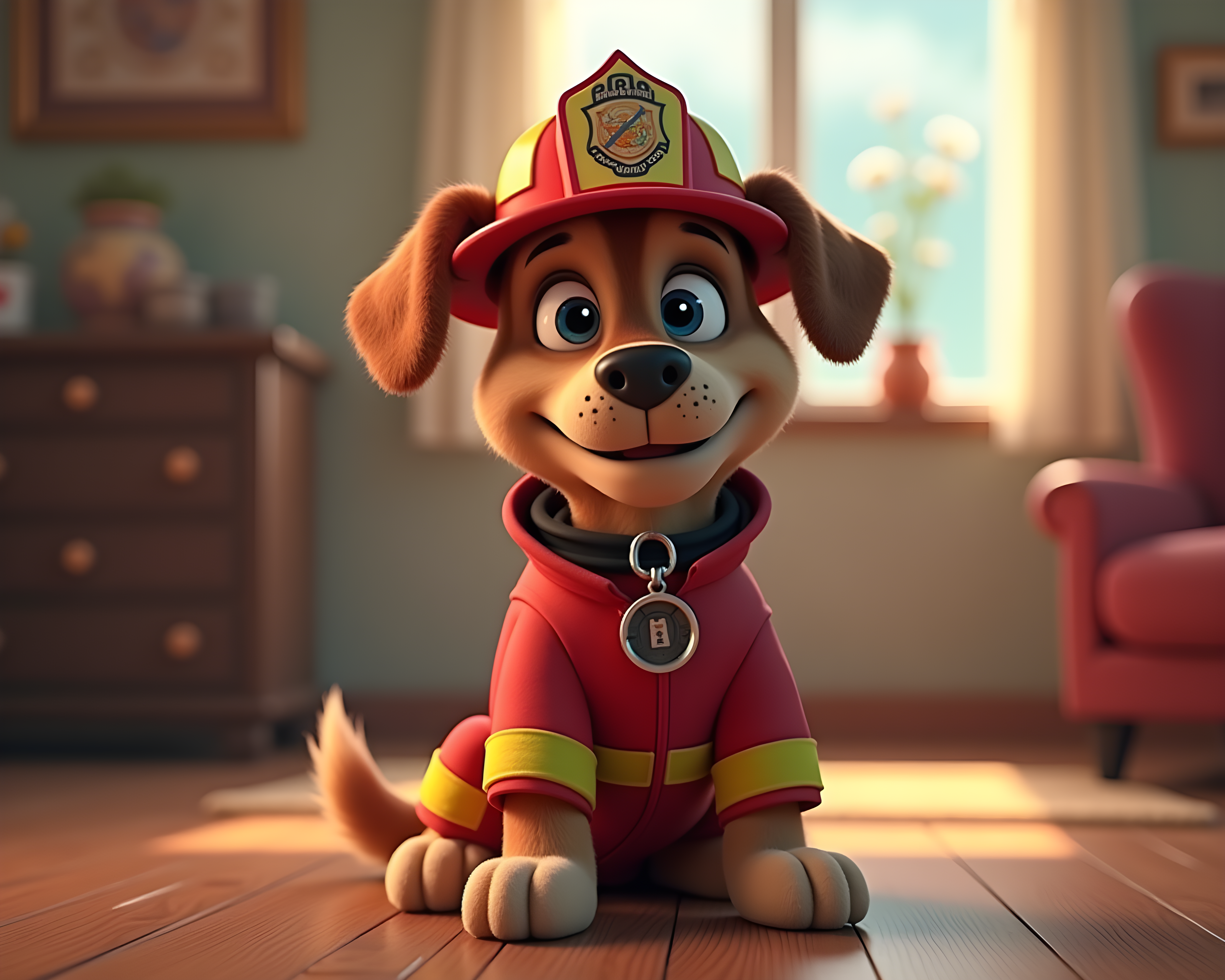 Firefighter Dog — 3D Render (Fantasy)