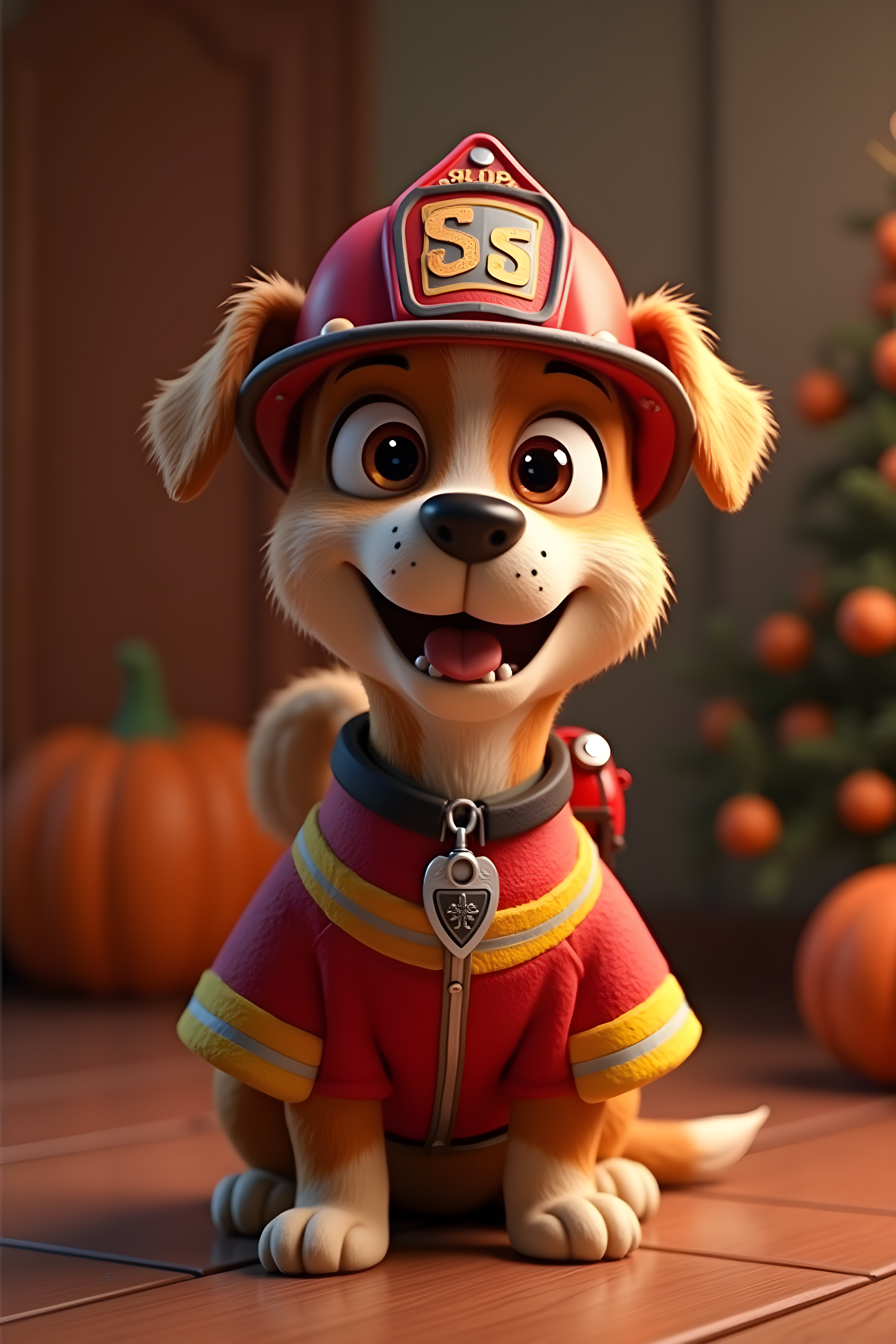 Firefighter Dog — 3D Render (Seasonal)