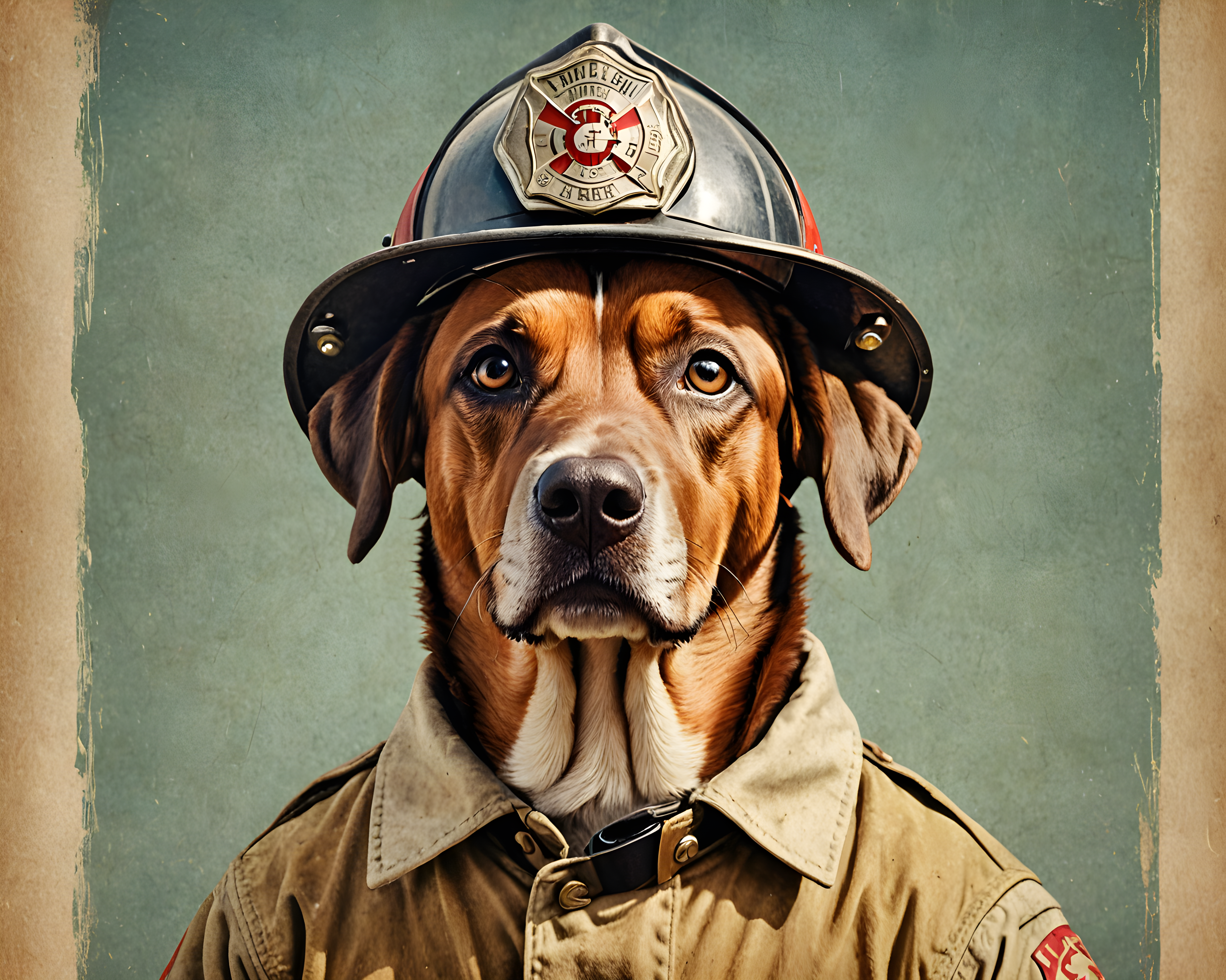Firefighter Dog — Vintage Poster (Motivational)