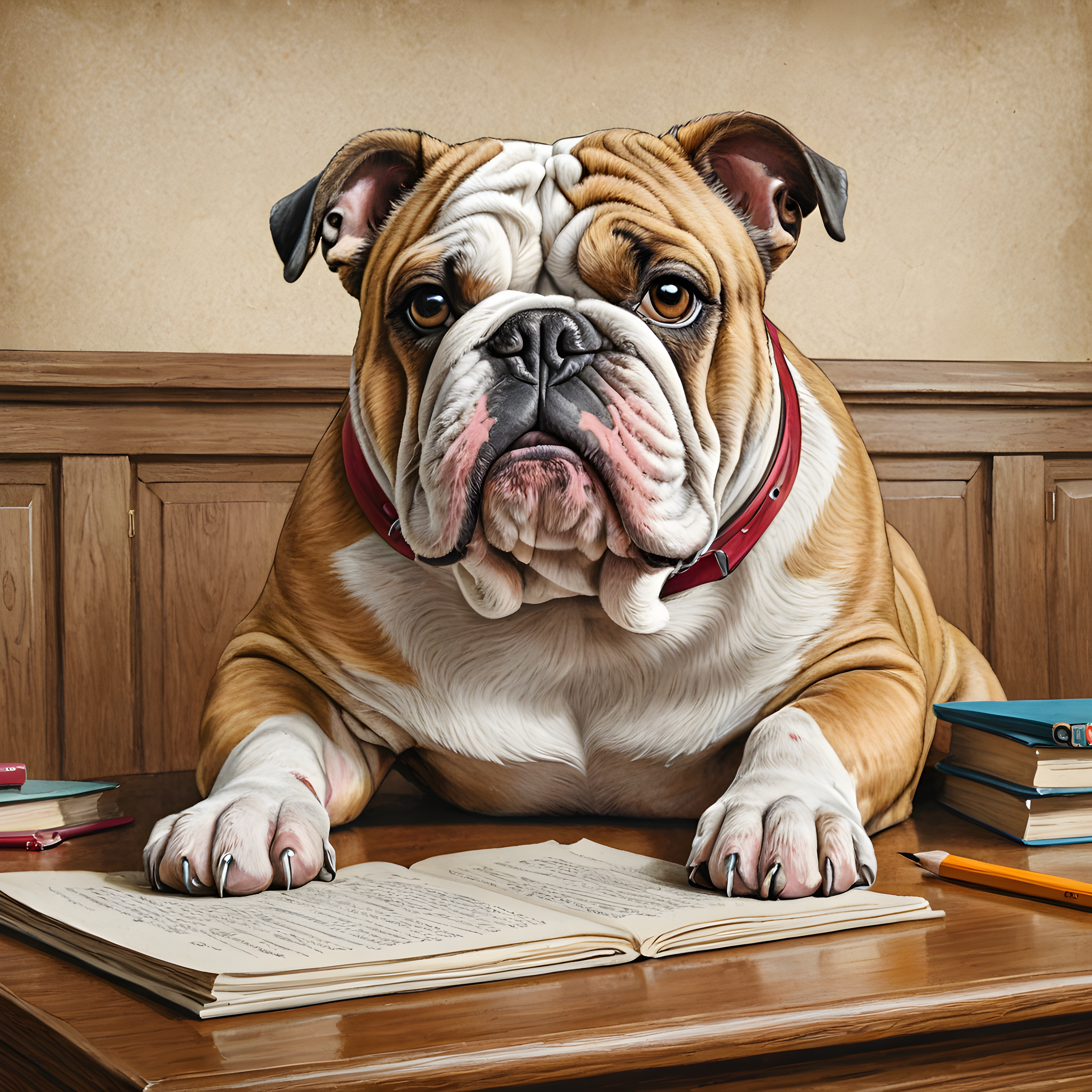 Judge Bulldog — Pencil Sketch (Energetic)