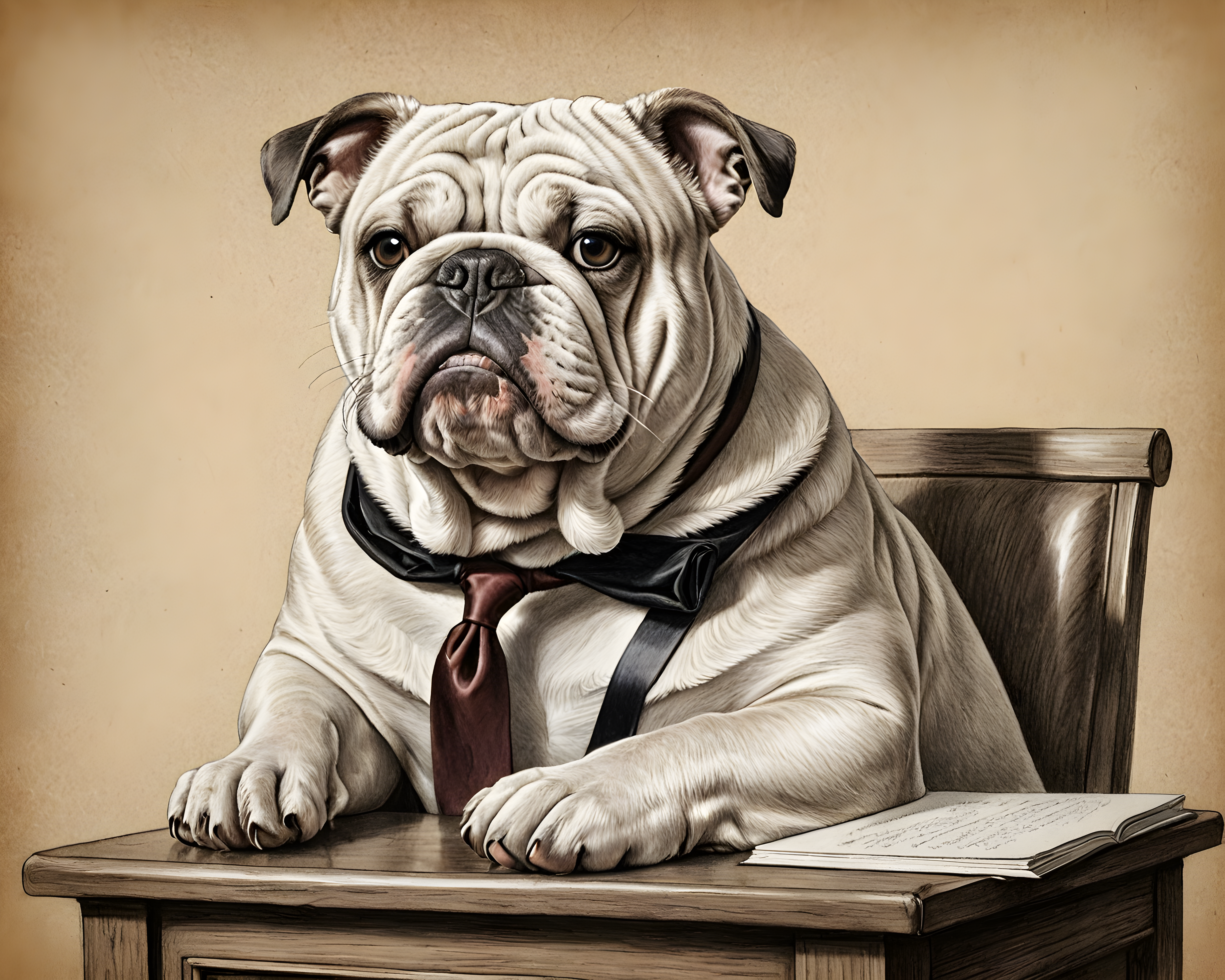 Judge Bulldog — Pencil Sketch (Sleepy)