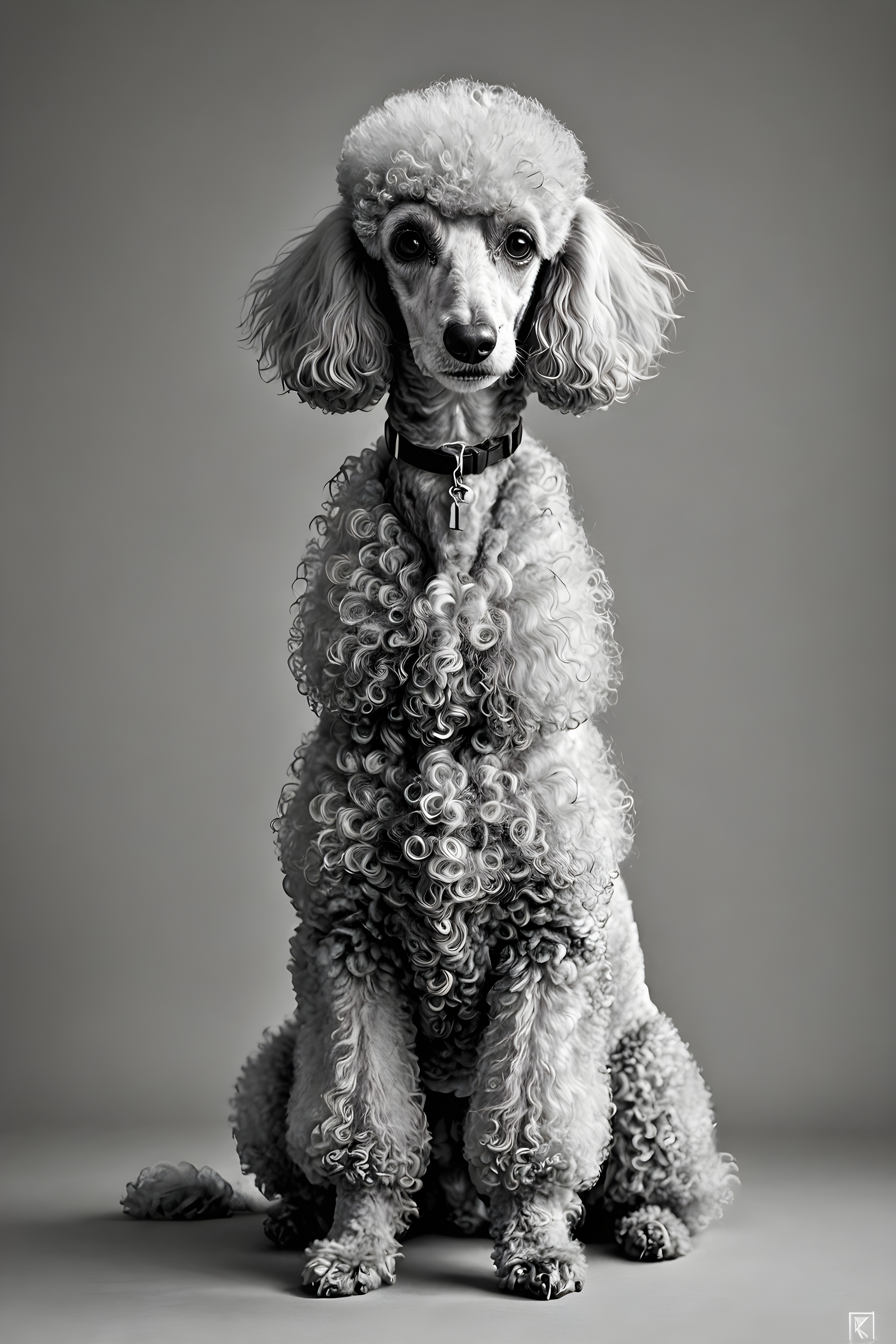 Lawyer Poodle — Minimalist Line Art (Emotional)