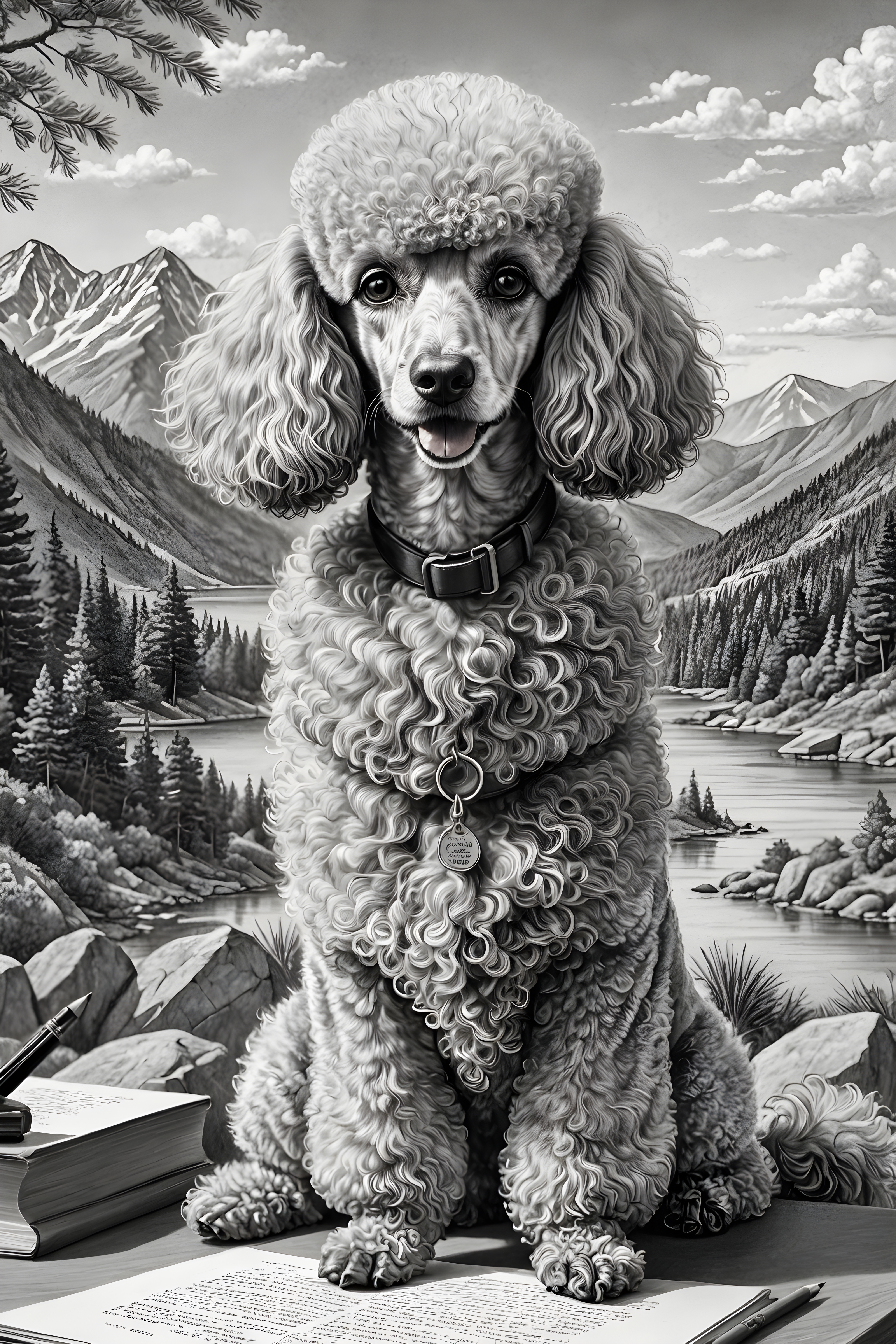 Lawyer Poodle — Pencil Sketch (Funny)