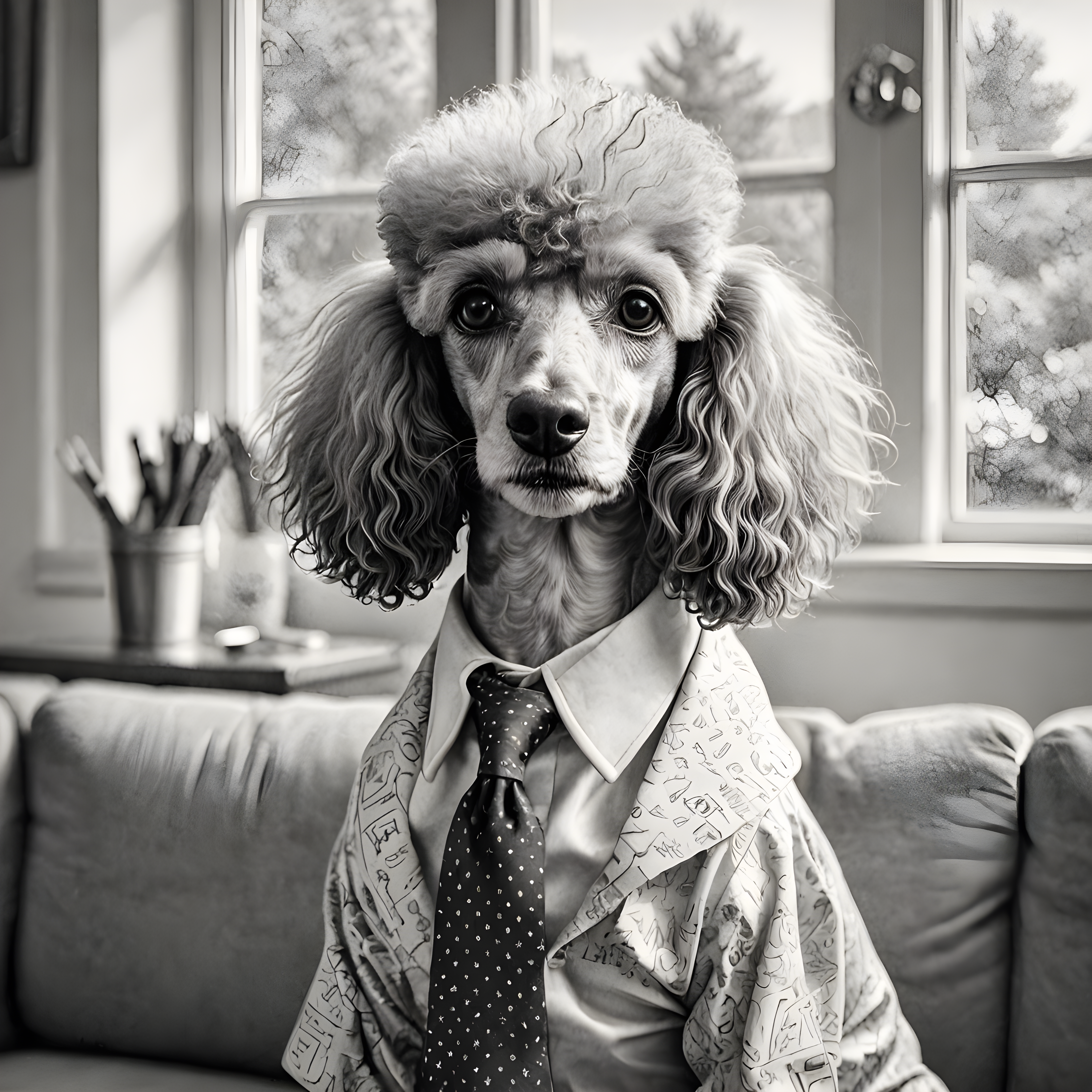 Lawyer Poodle — Pencil Sketch (Lifestyle)