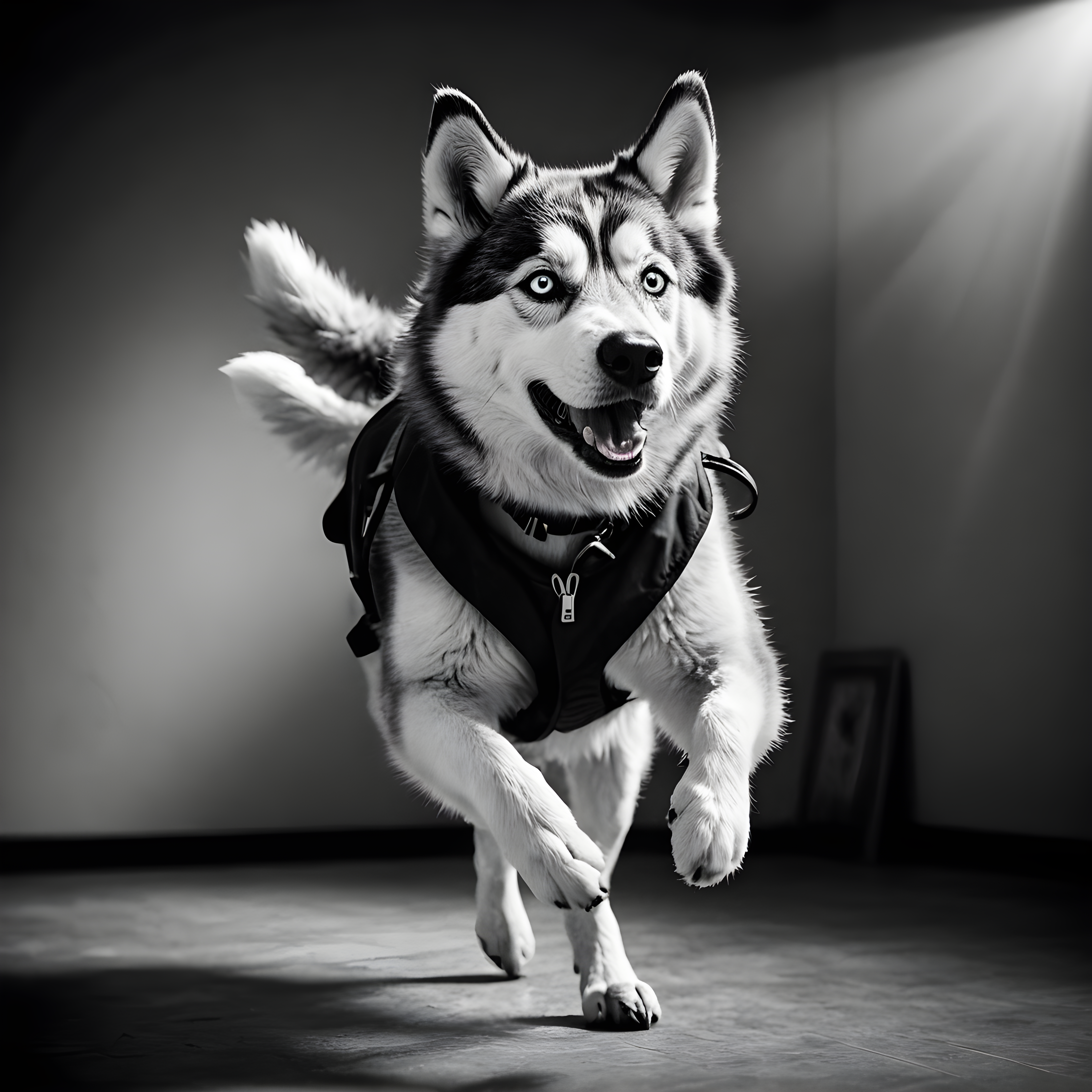 Scientist Husky — Black & White (Fantasy)