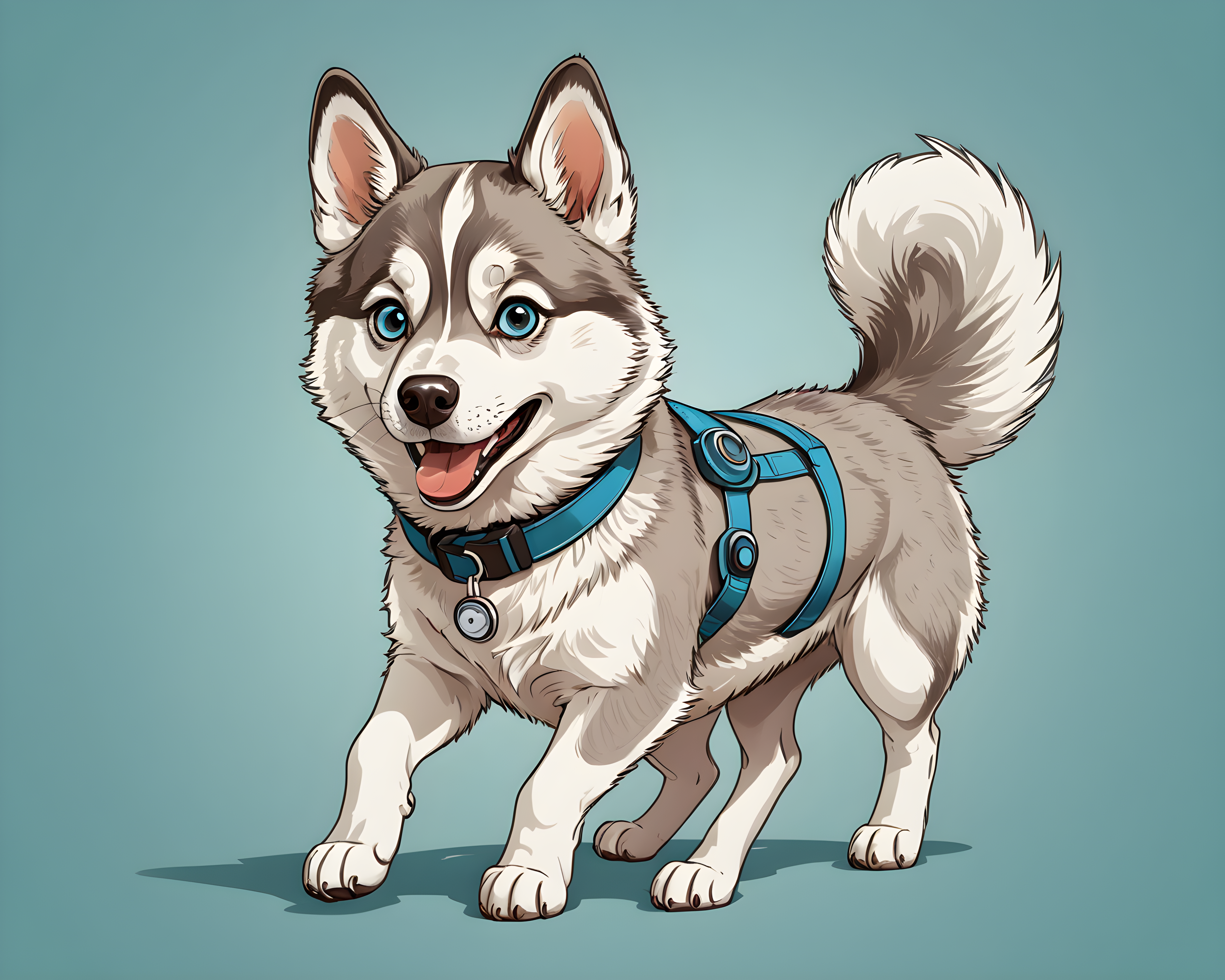 Scientist Husky — Line Art (Cute)