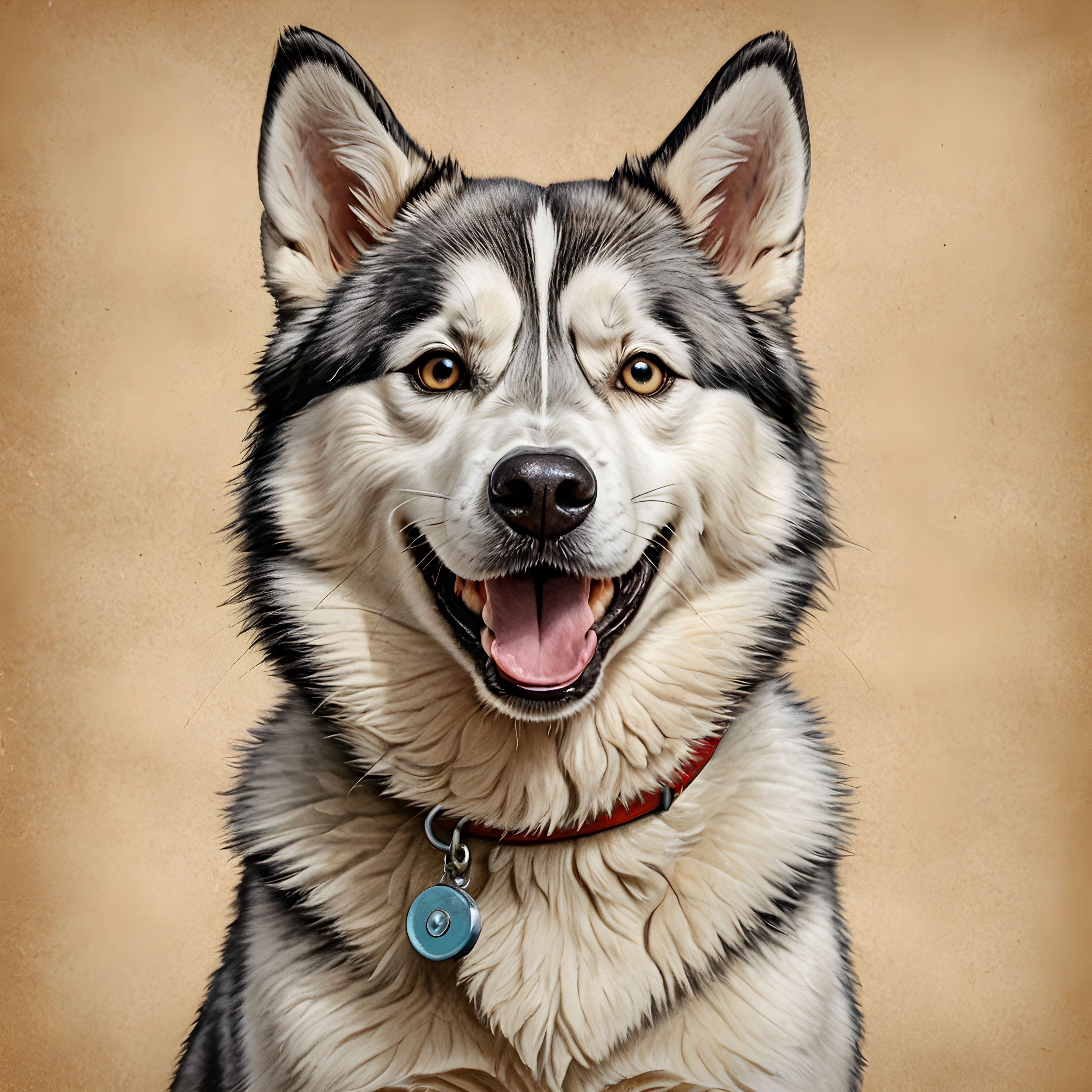 Scientist Husky — Pencil Sketch (Happy)