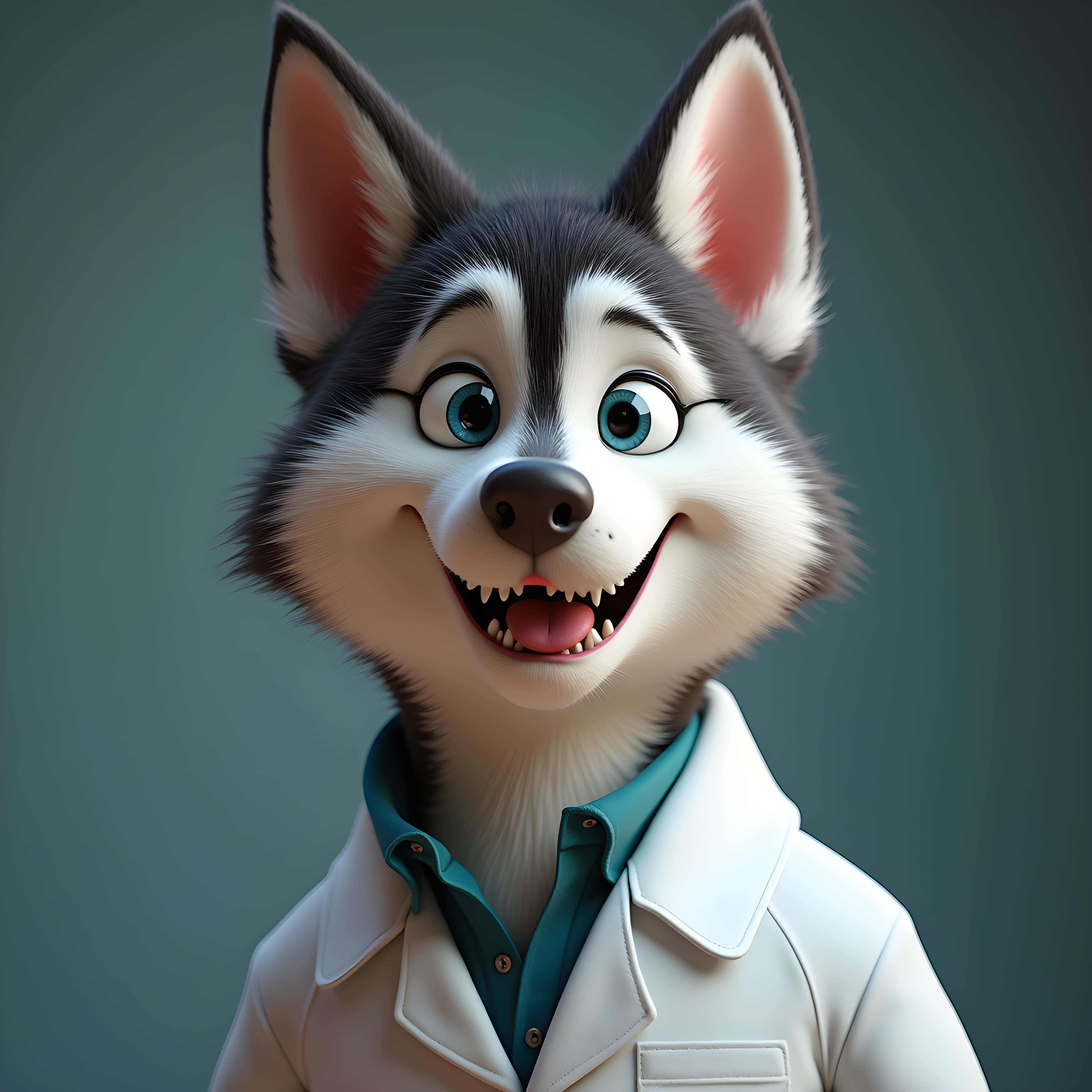 Scientist Husky — 3D Render (Funny)