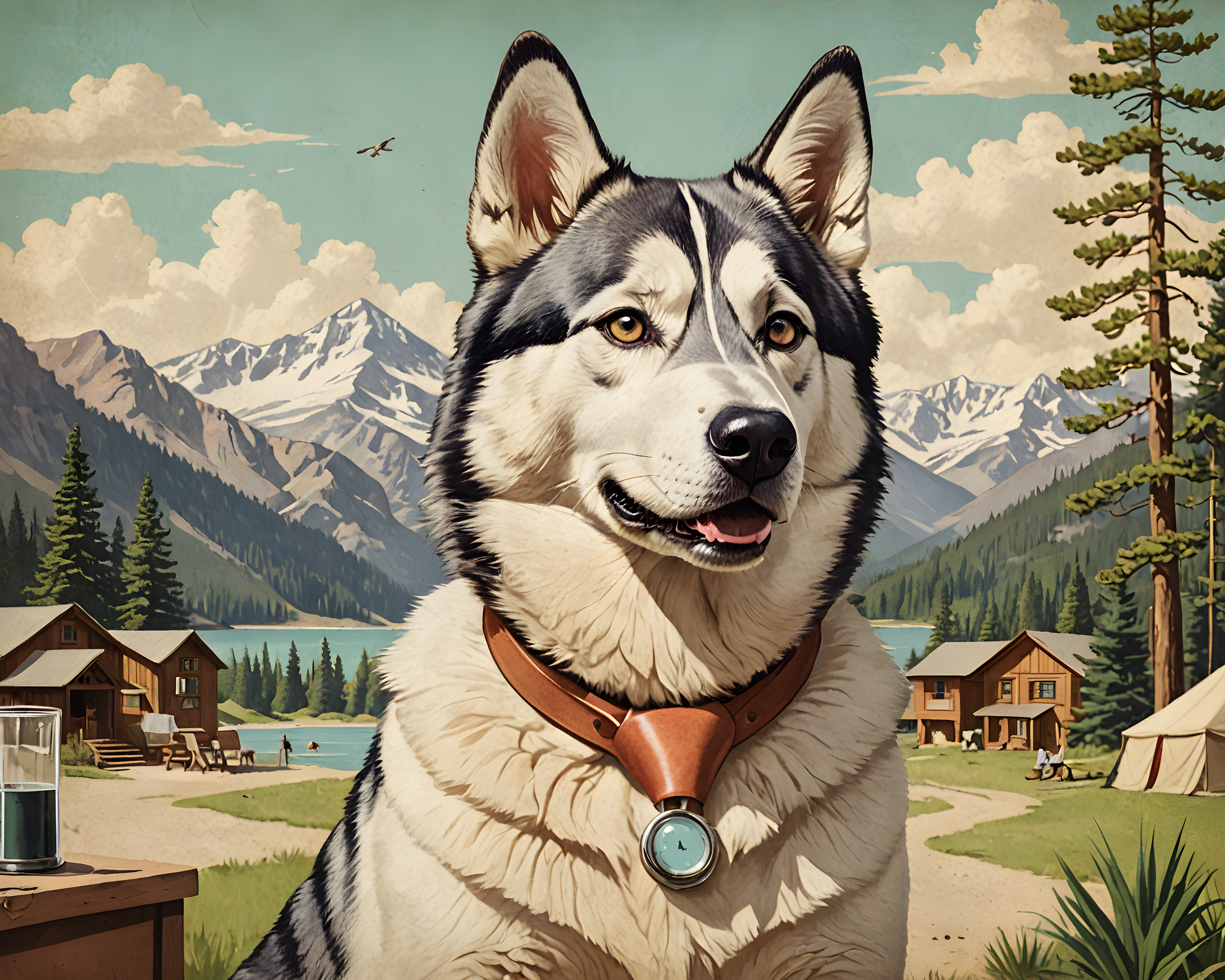 Scientist Husky — Vintage Poster (Funny)