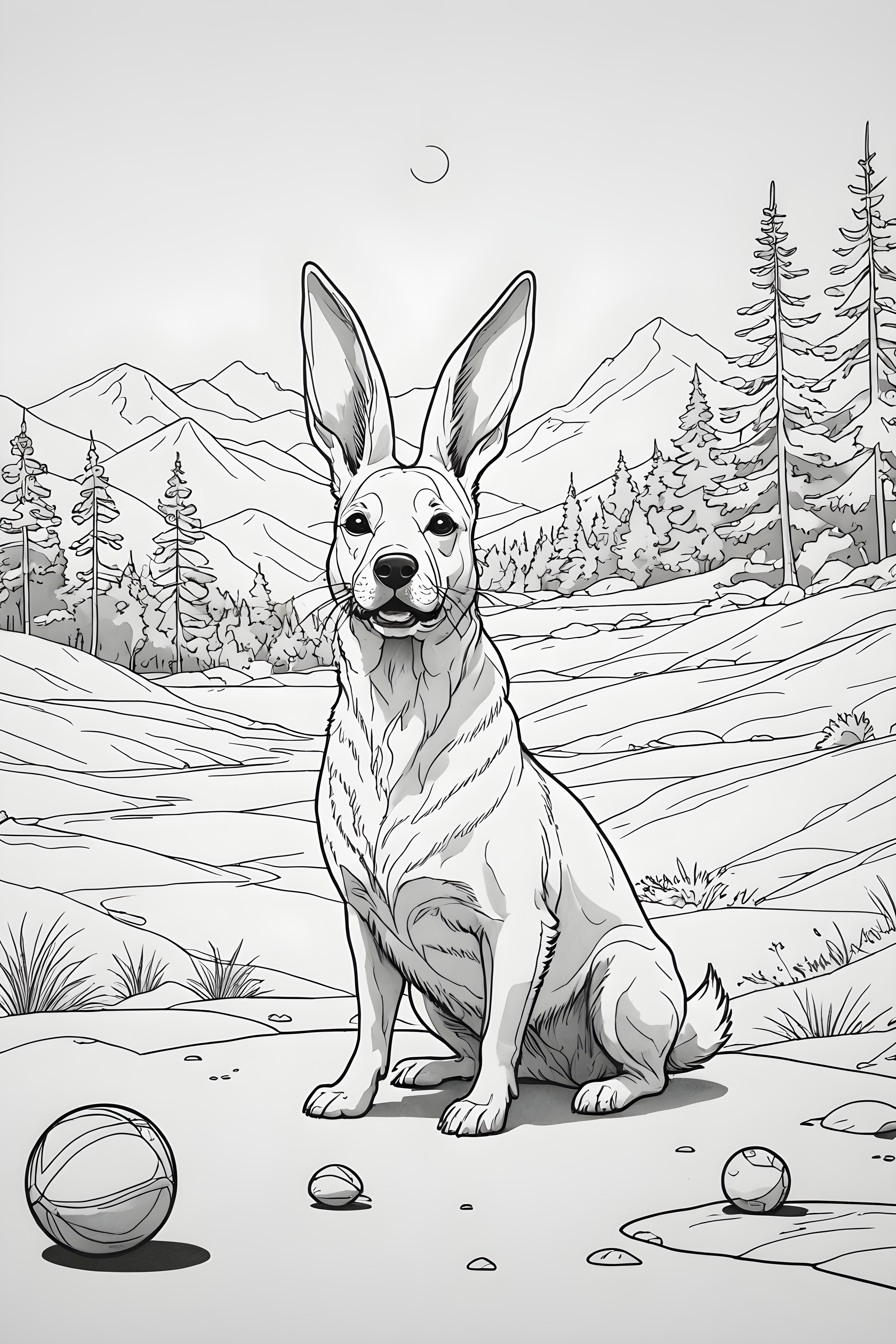 Easter Bunny Dog — Minimalist Line Art (Playful)