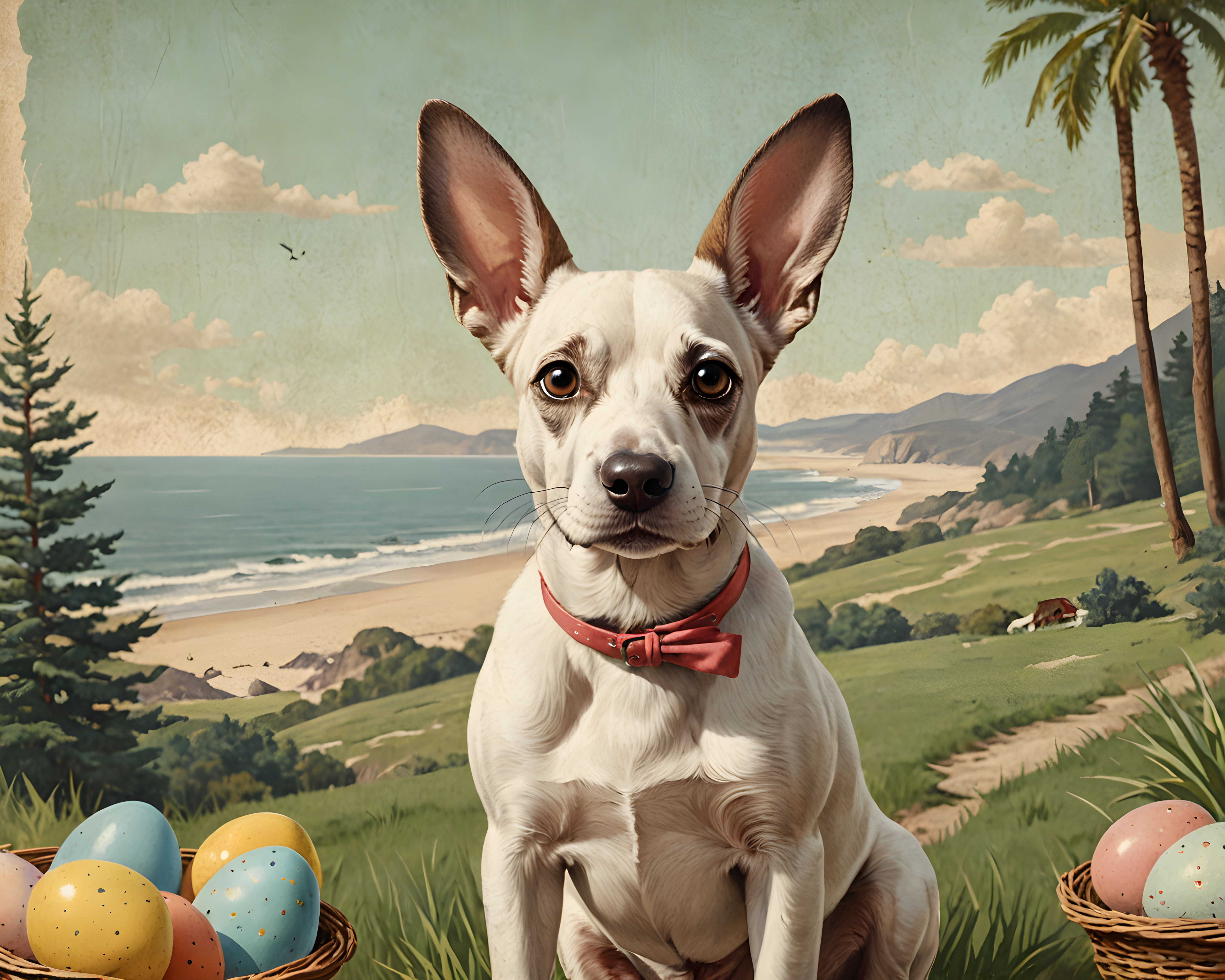 Easter Bunny Dog — Vintage Poster (Aesthetic)