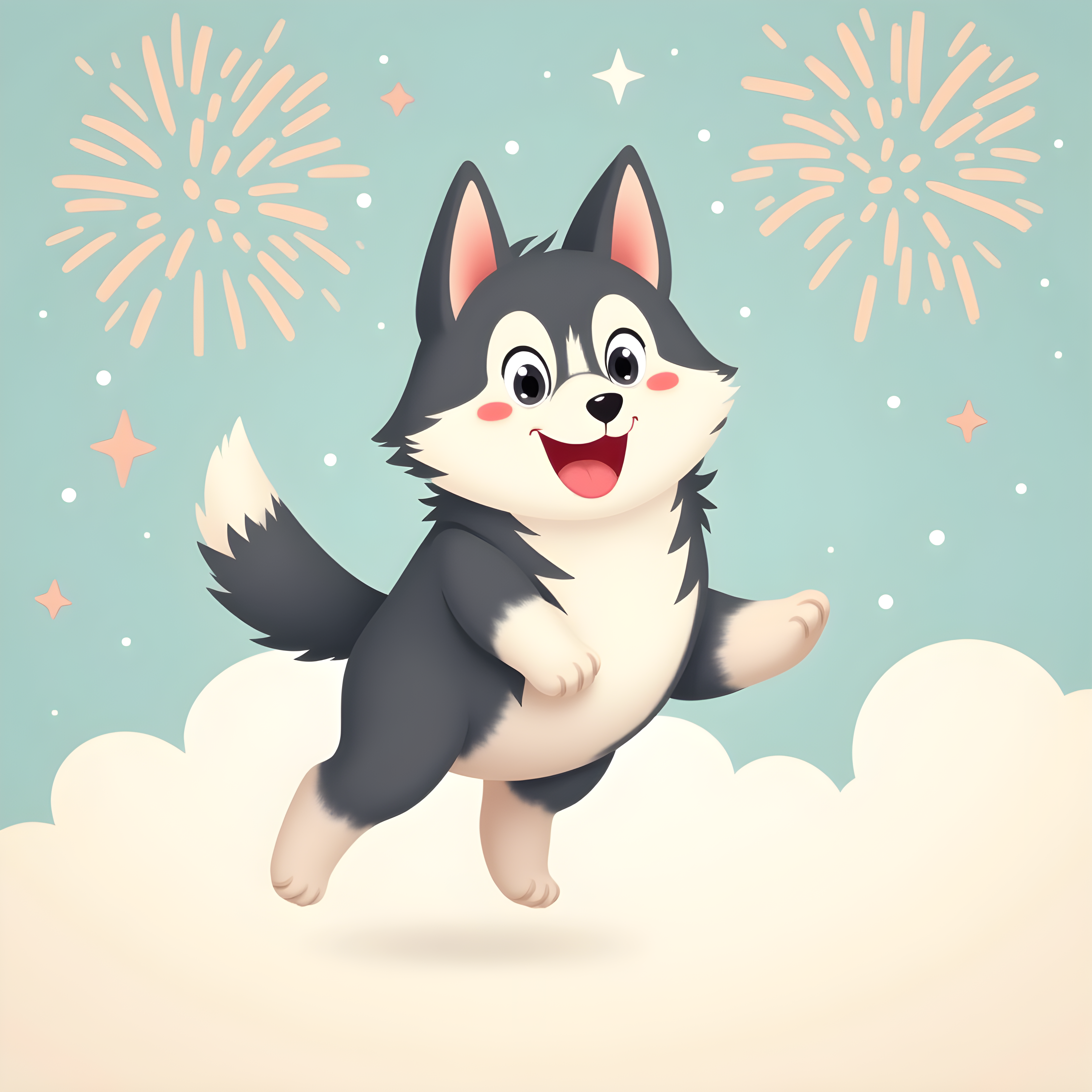 Fireworks Husky — Nursery (Cute)