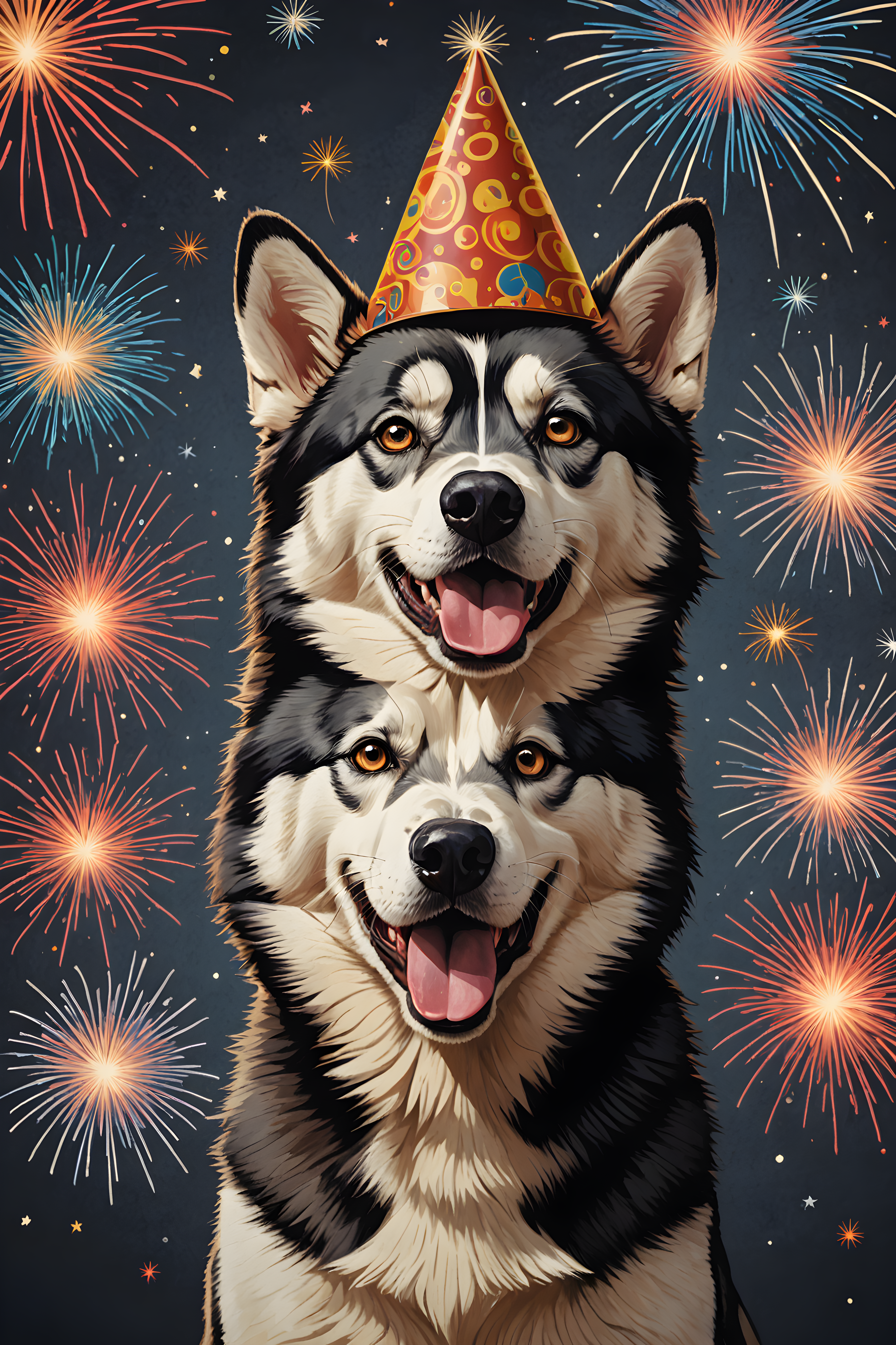Fireworks Husky — Retro (Funny)