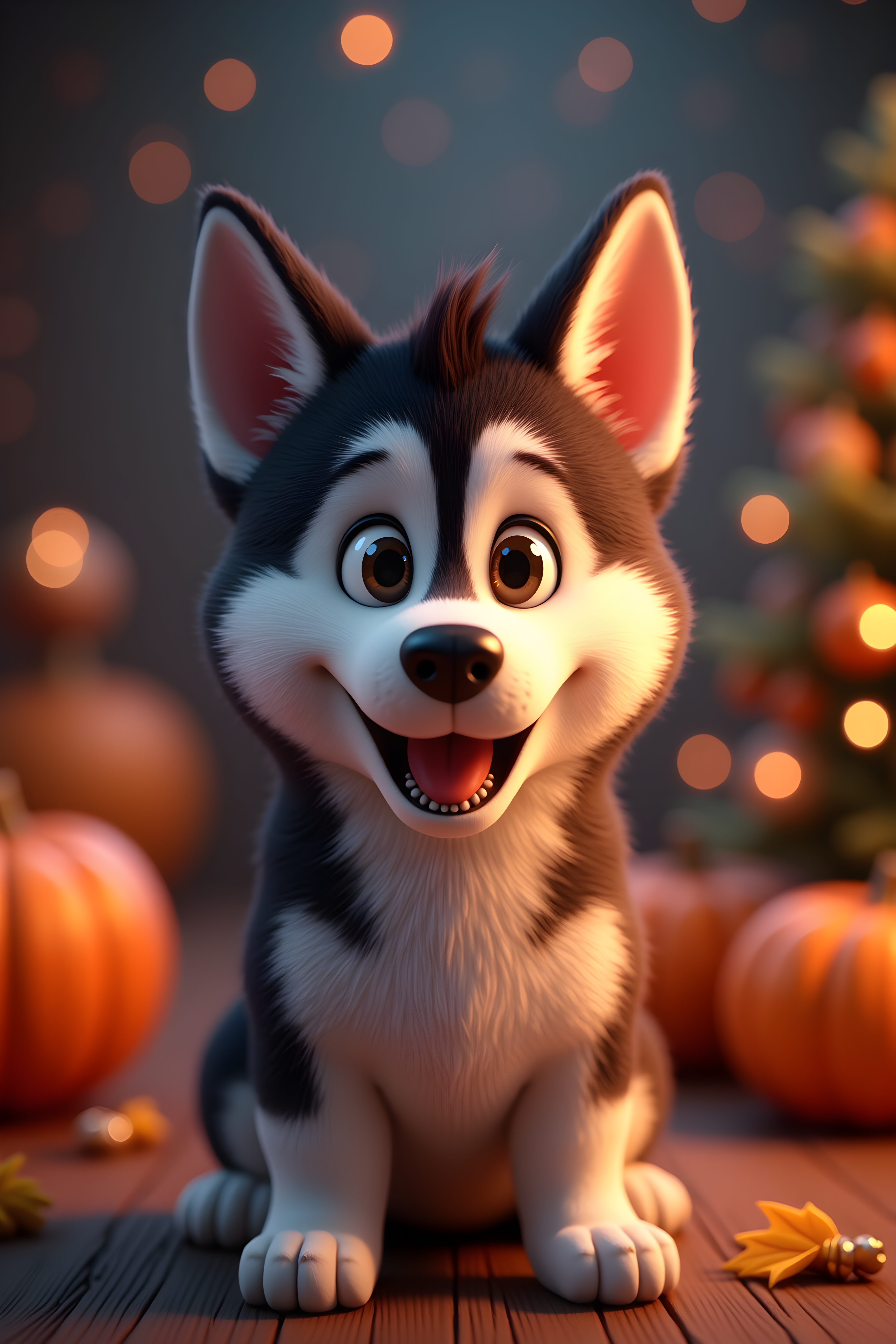 Fireworks Husky — 3D Render (Seasonal)