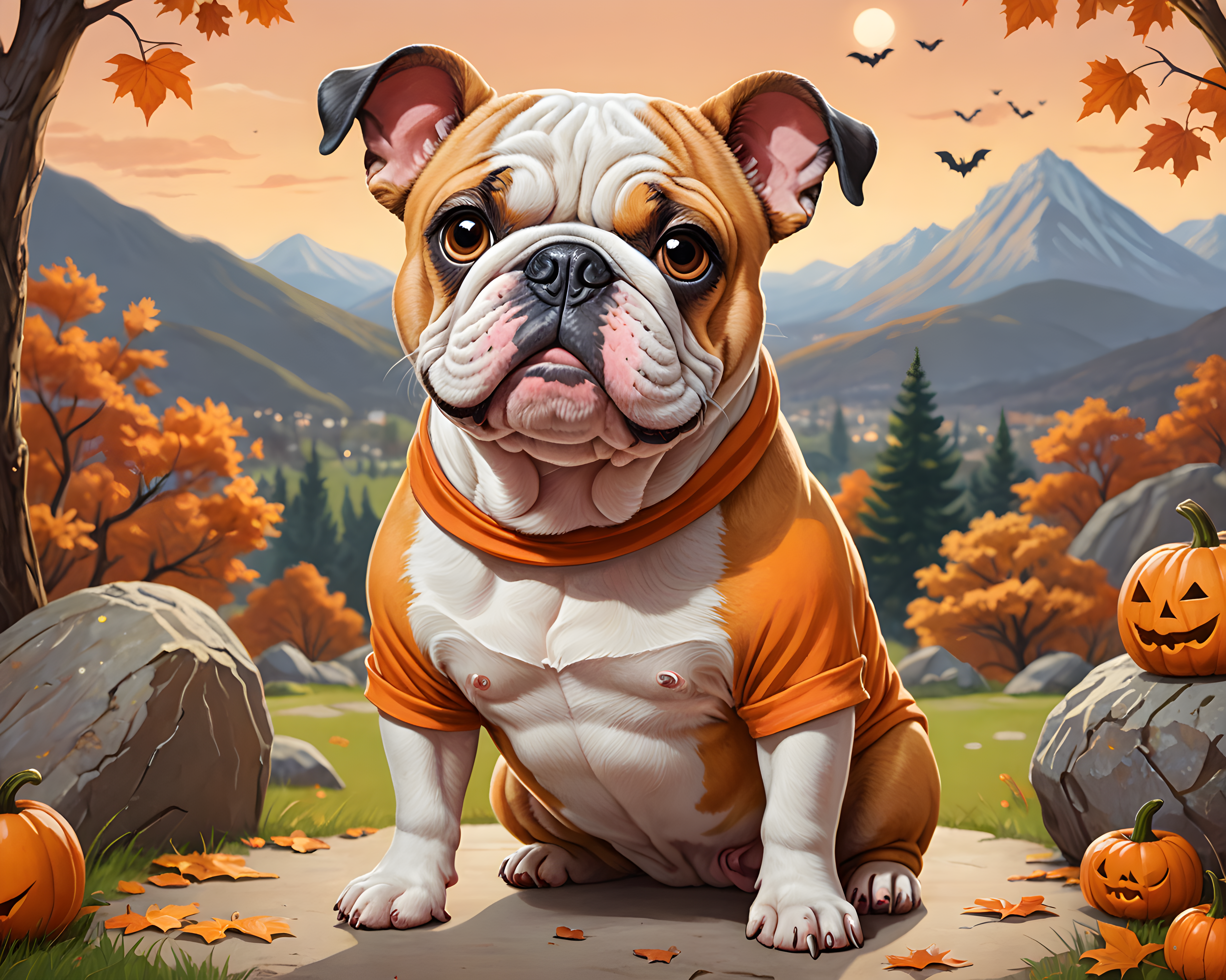 Halloween Bulldog — Cartoon / Kawaii (Romantic)