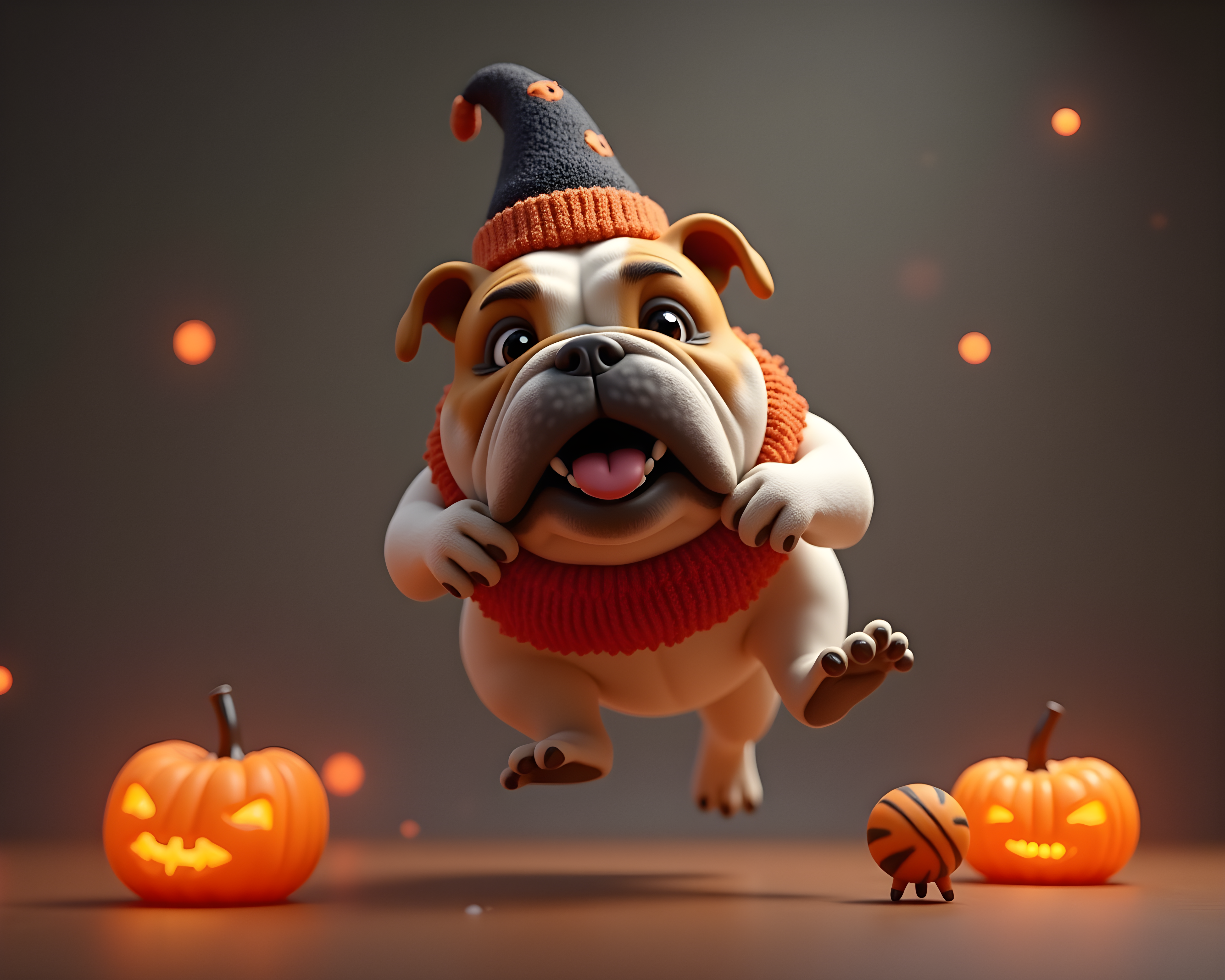 Halloween Bulldog — 3D Render (Playful)
