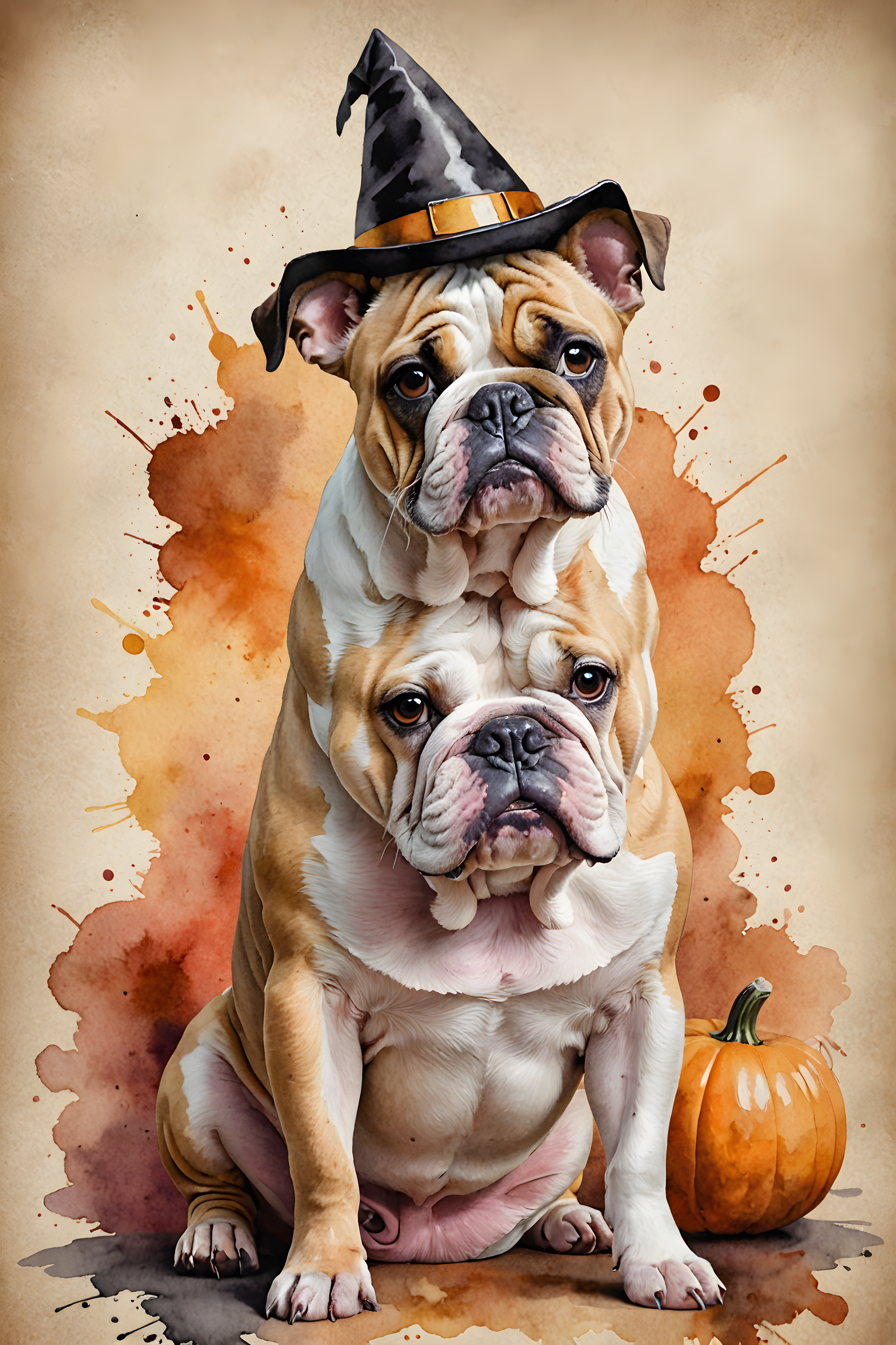 Halloween Bulldog — Watercolor (Aesthetic)