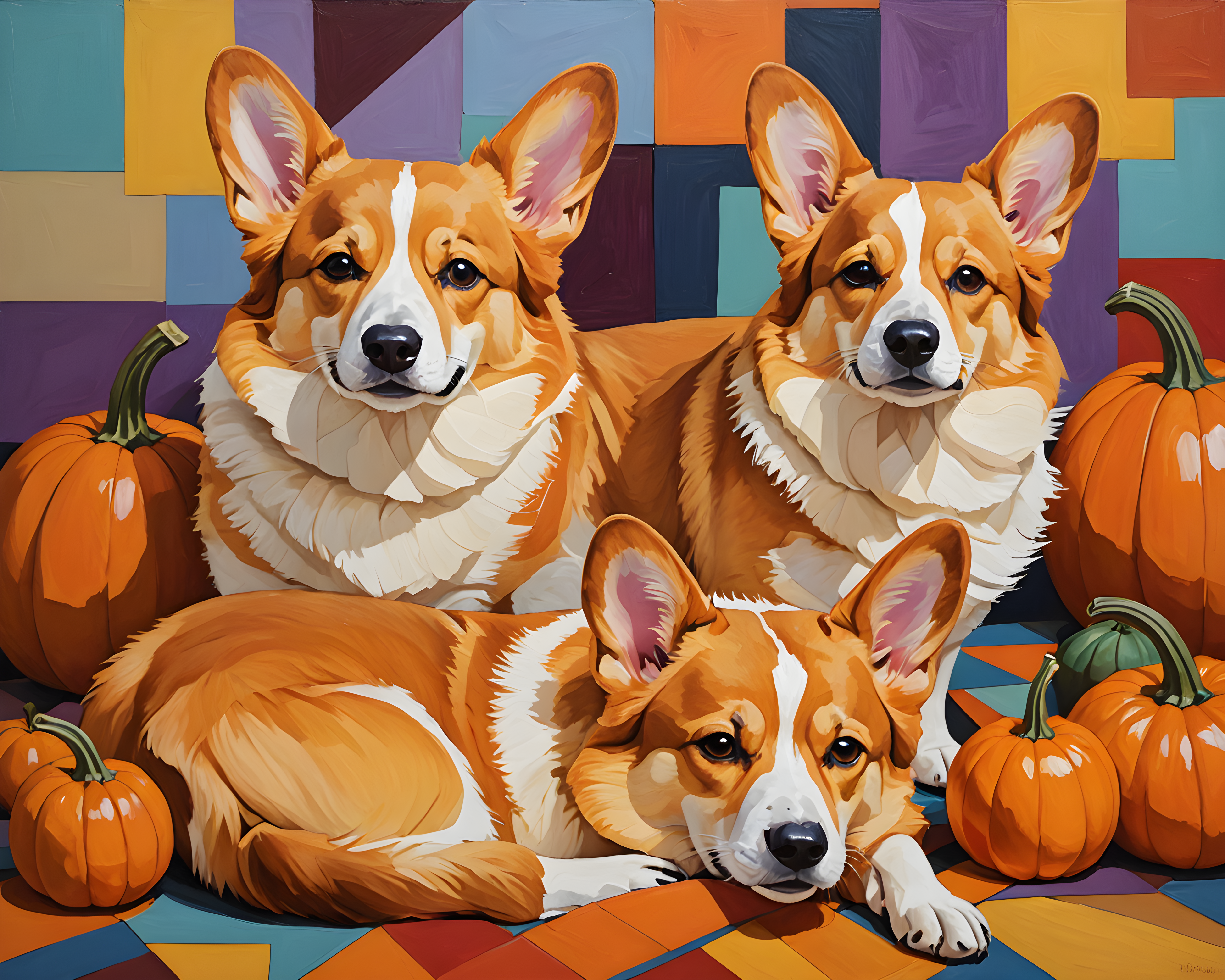 Pumpkin Corgi — Abstract (Sleepy)