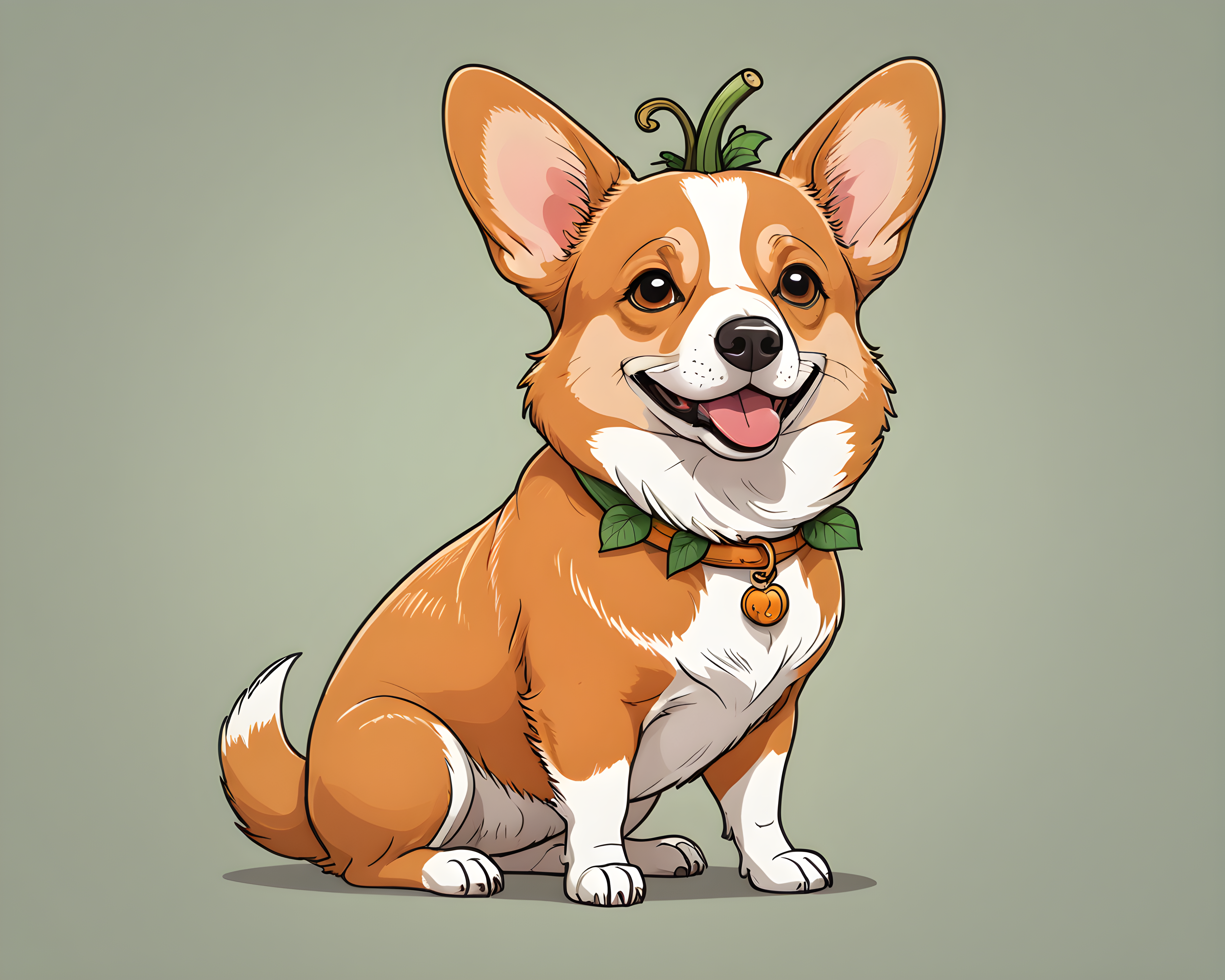 Pumpkin Corgi — Line Art (Cute)