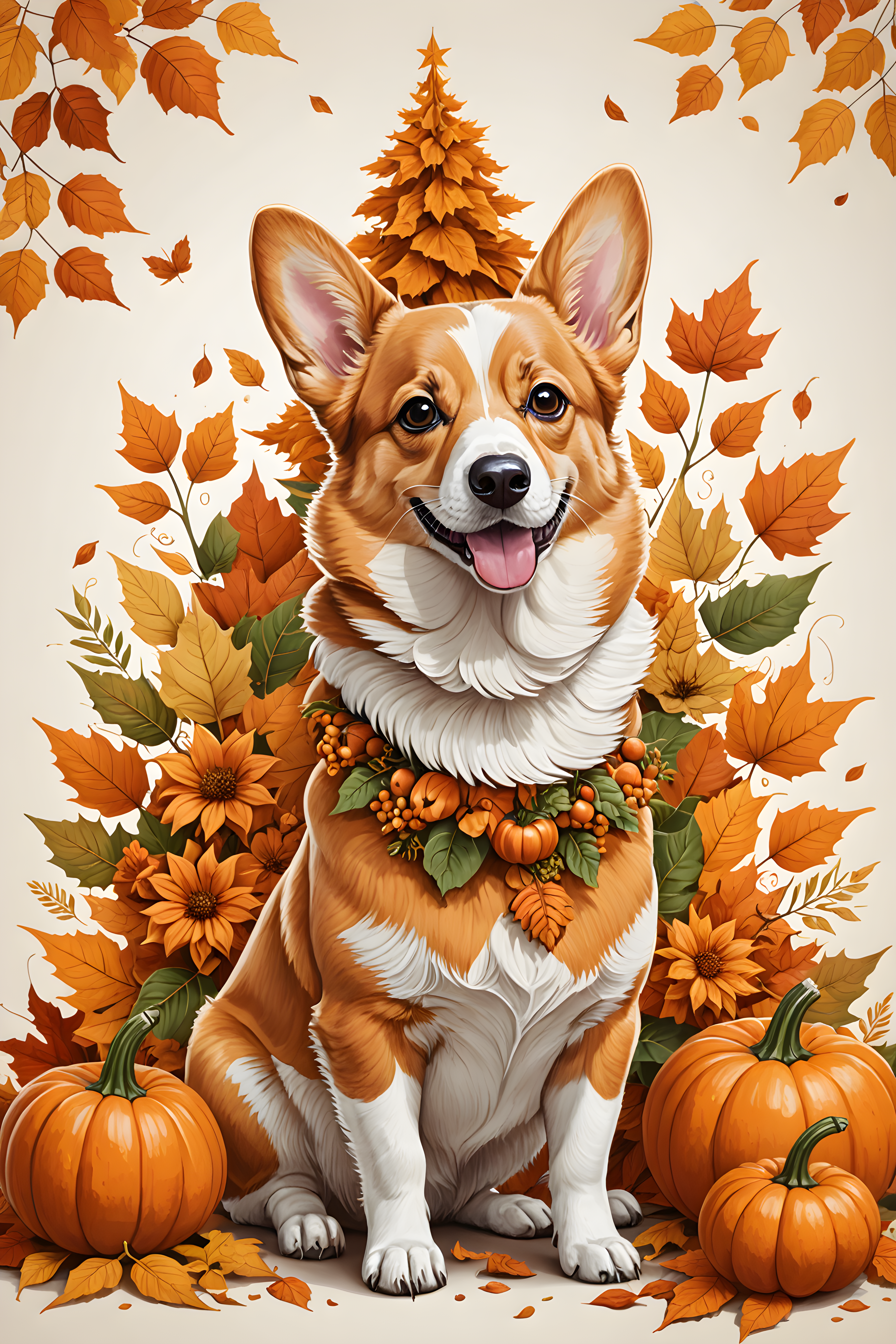 Pumpkin Corgi — Line Art (Seasonal)