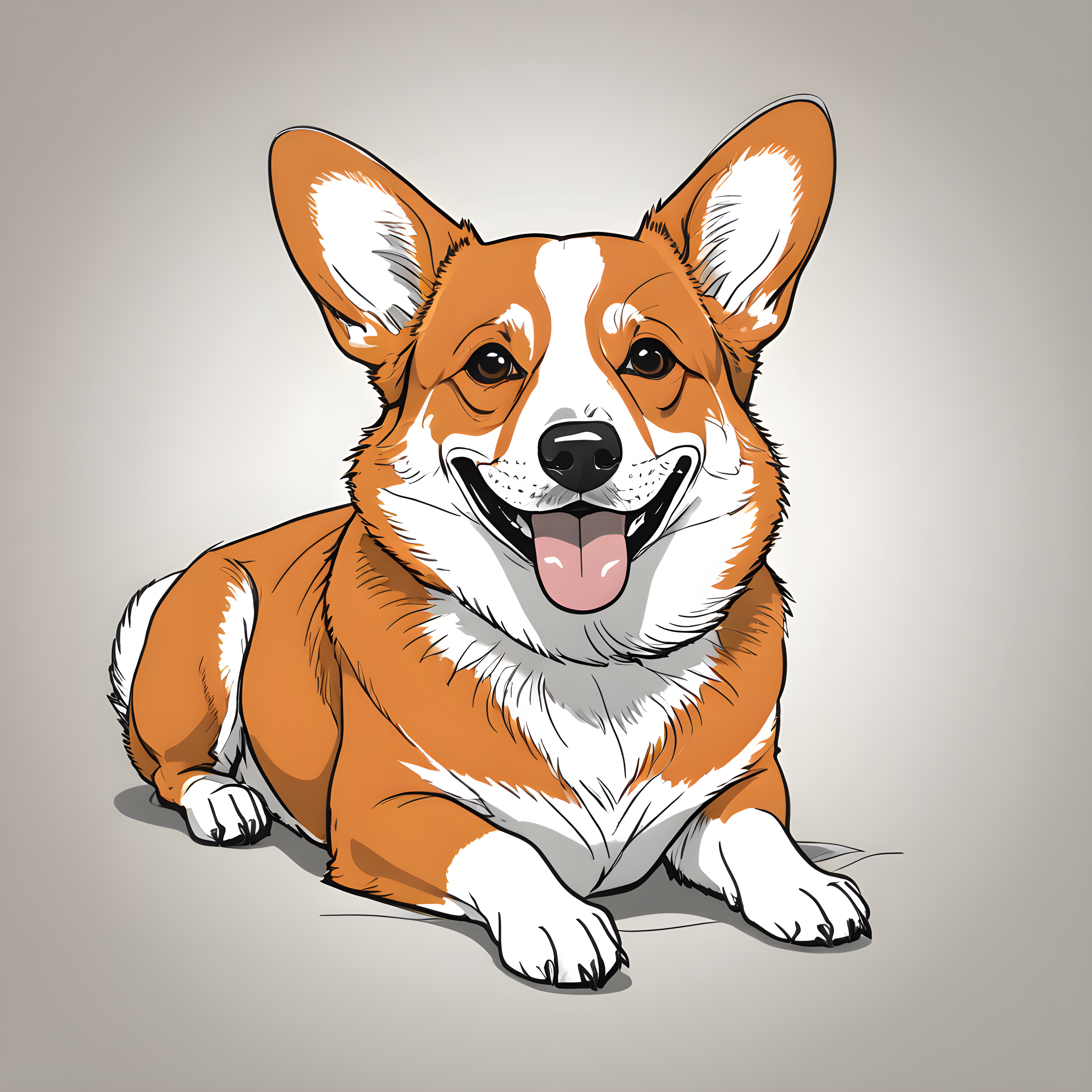 Pumpkin Corgi — Minimalist Line Art (Happy)