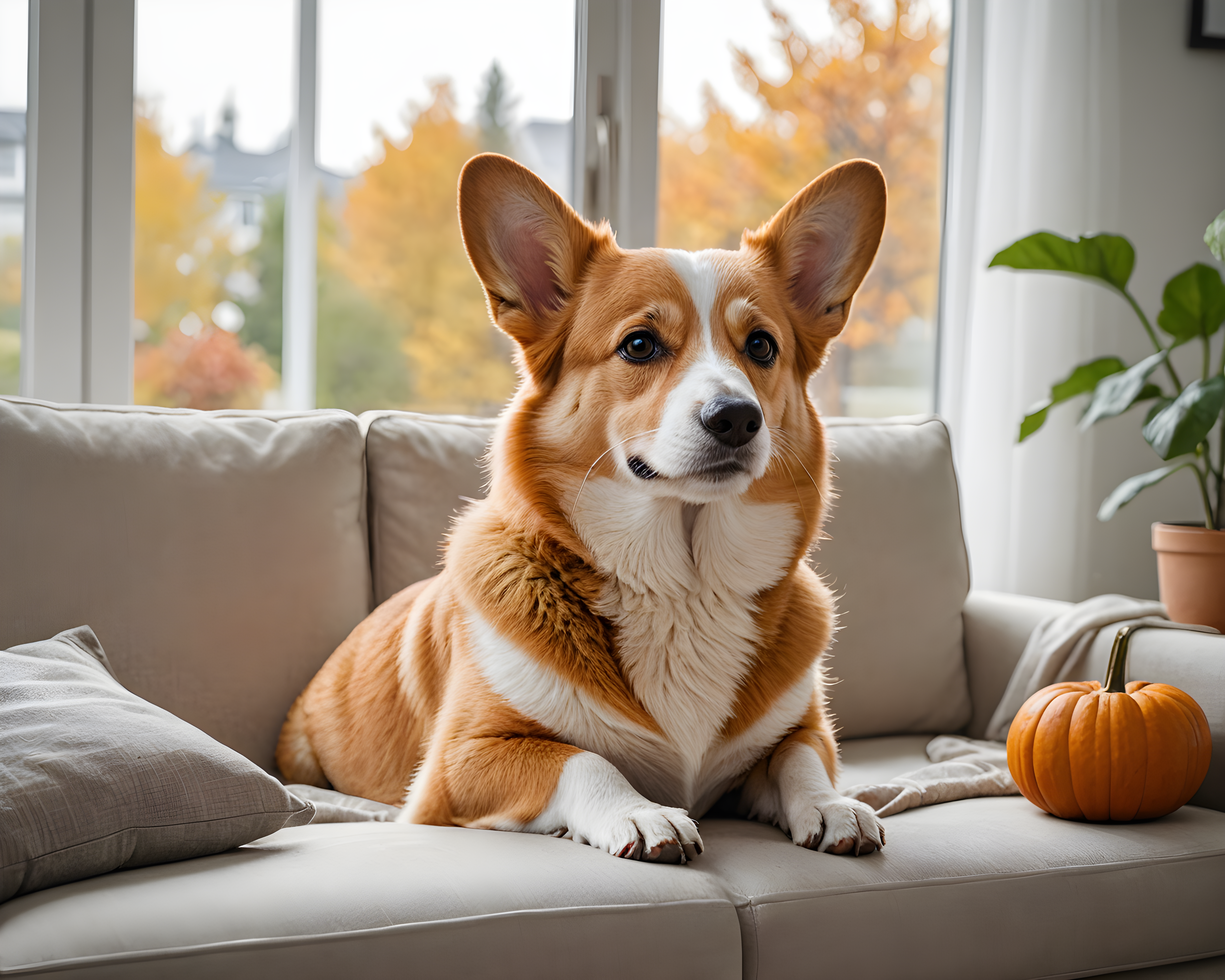 Pumpkin Corgi — Minimalist Line Art (Lifestyle)