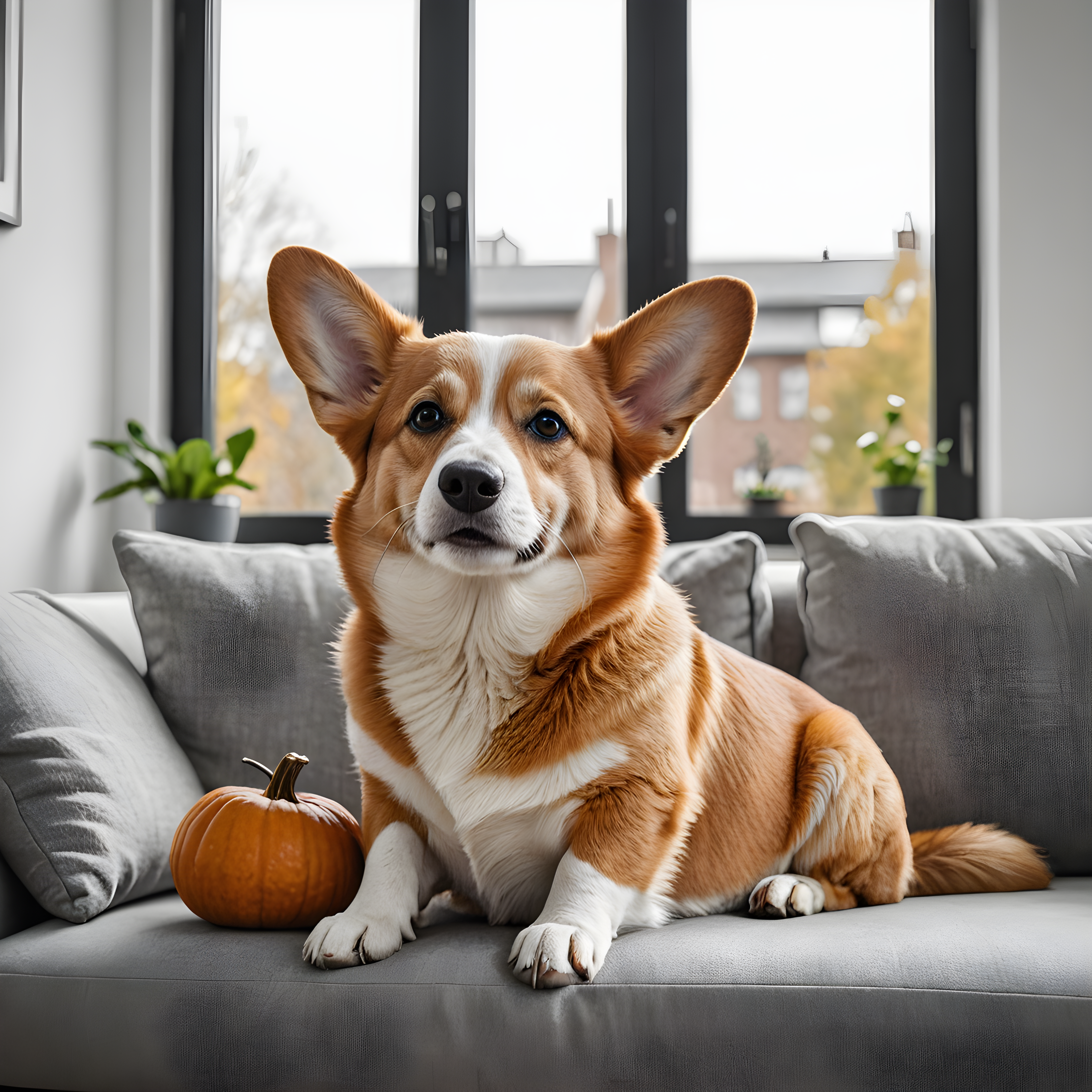 Pumpkin Corgi — Minimalist Line Art (Lifestyle)
