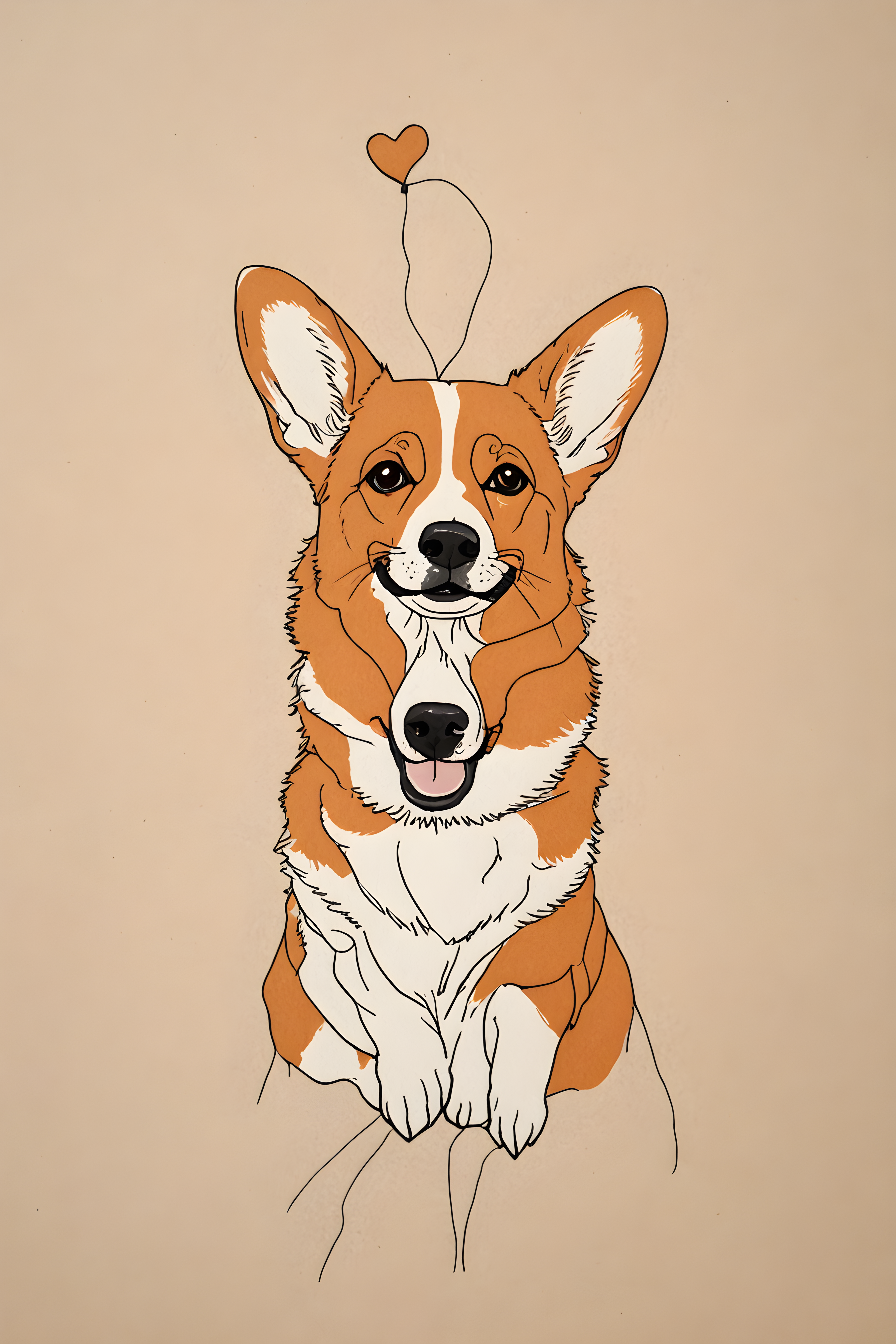 Pumpkin Corgi — Minimalist Line Art (Romantic)