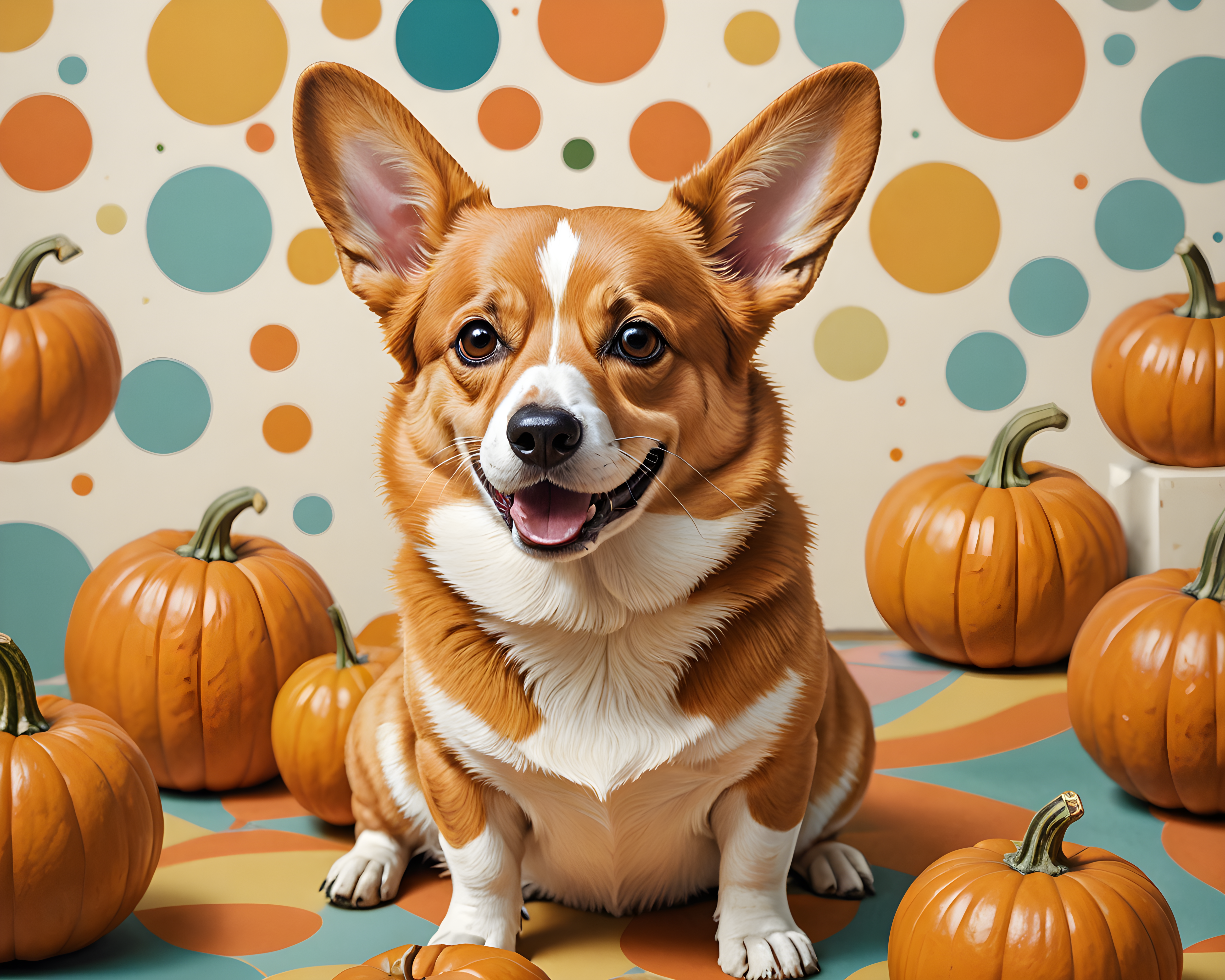 Pumpkin Corgi — Retro (Playful)