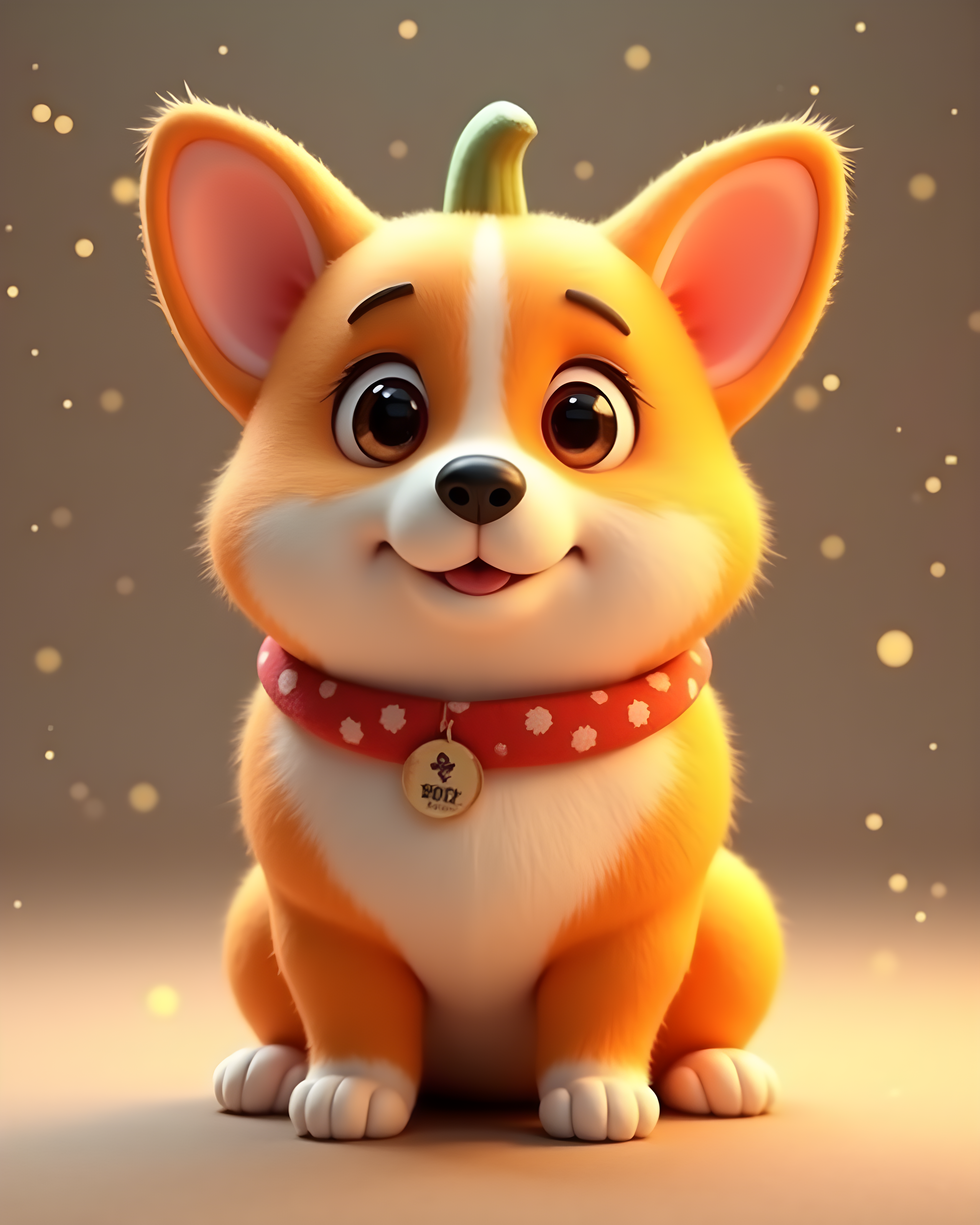 Pumpkin Corgi — 3D Render (Cute) — Wall Art (Printable) — Portrait 4×5