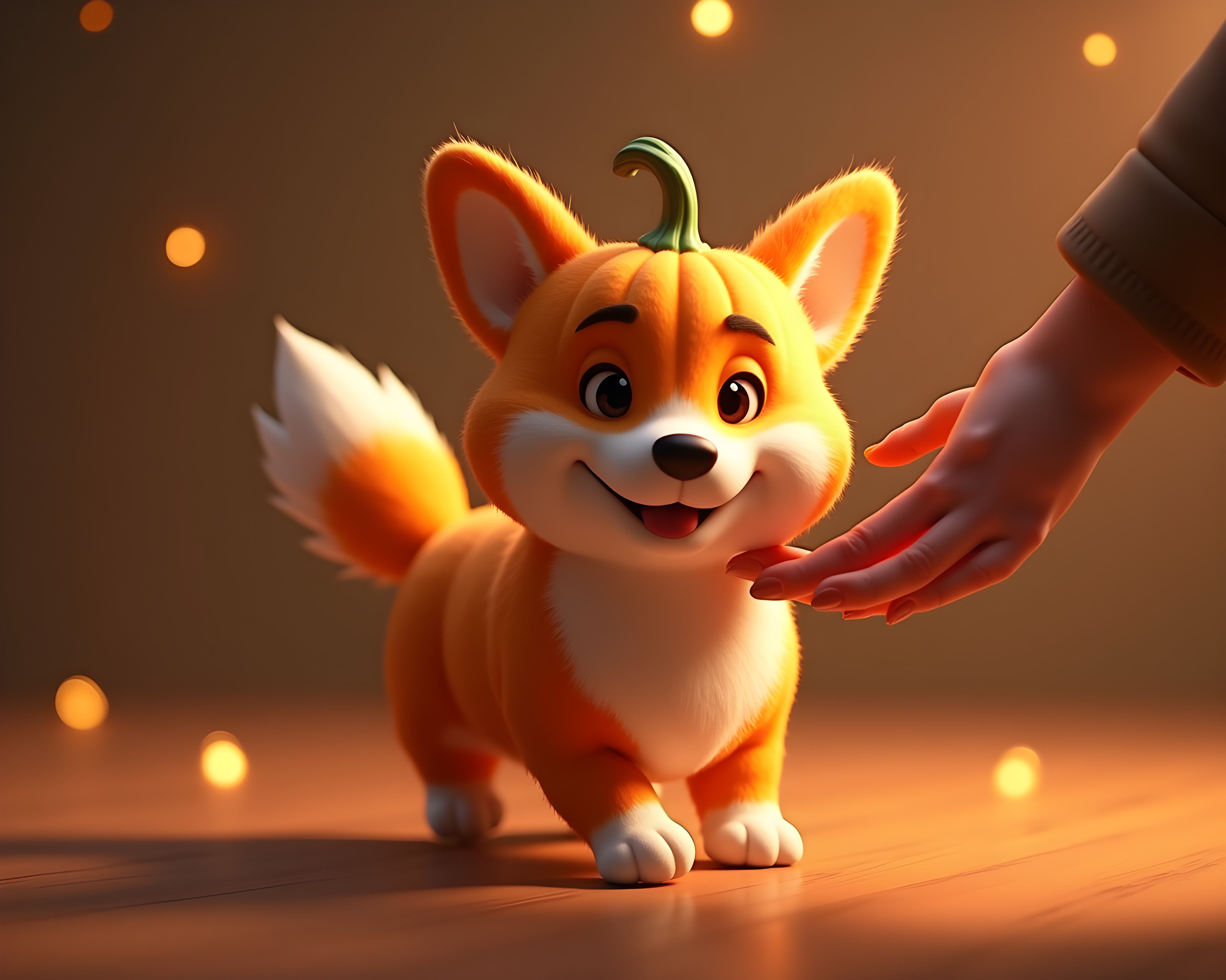 Pumpkin Corgi — 3D Render (Energetic)