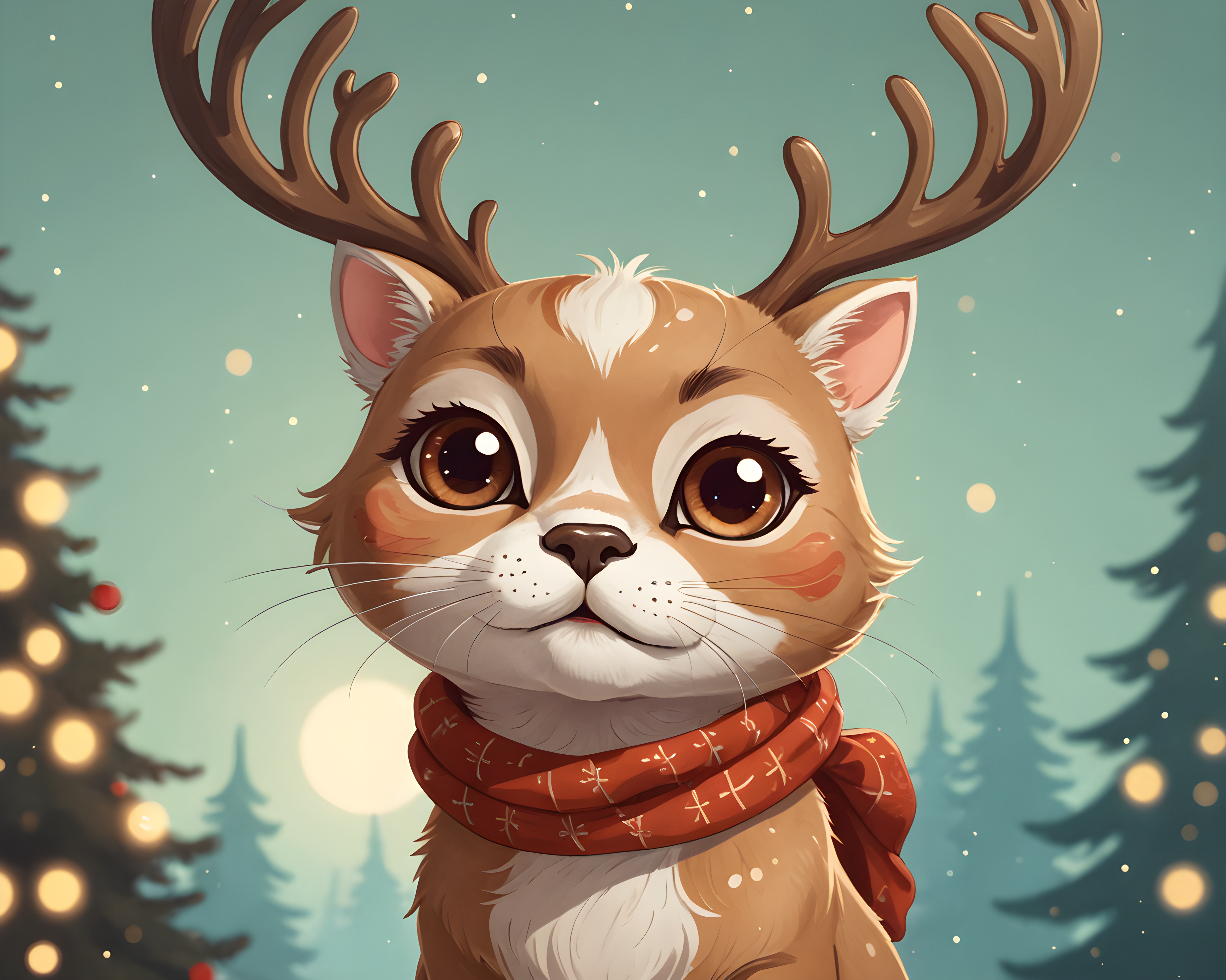 Reindeer Cat — Cartoon / Kawaii (Emotional)