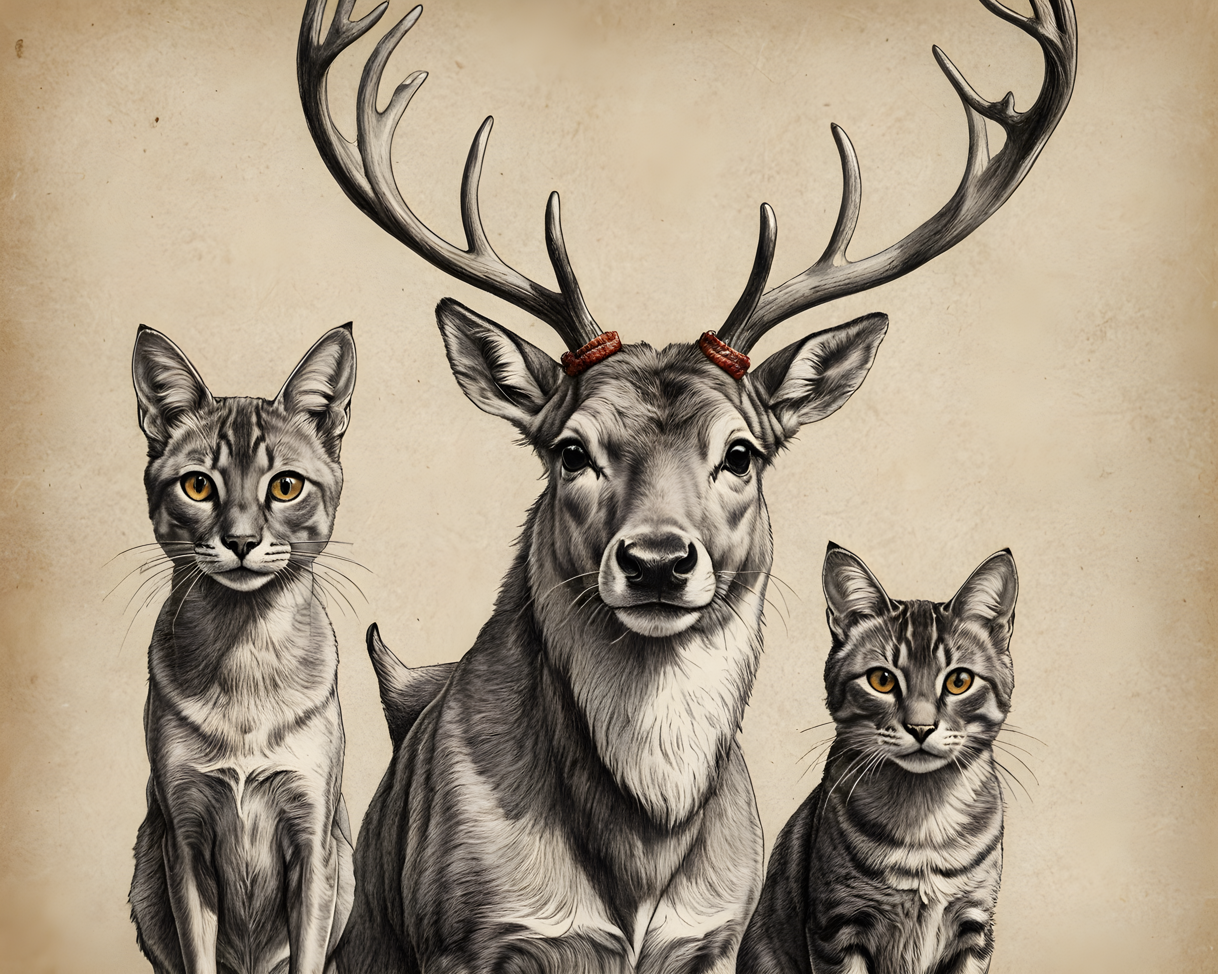Reindeer Cat — Pencil Sketch (Aesthetic)