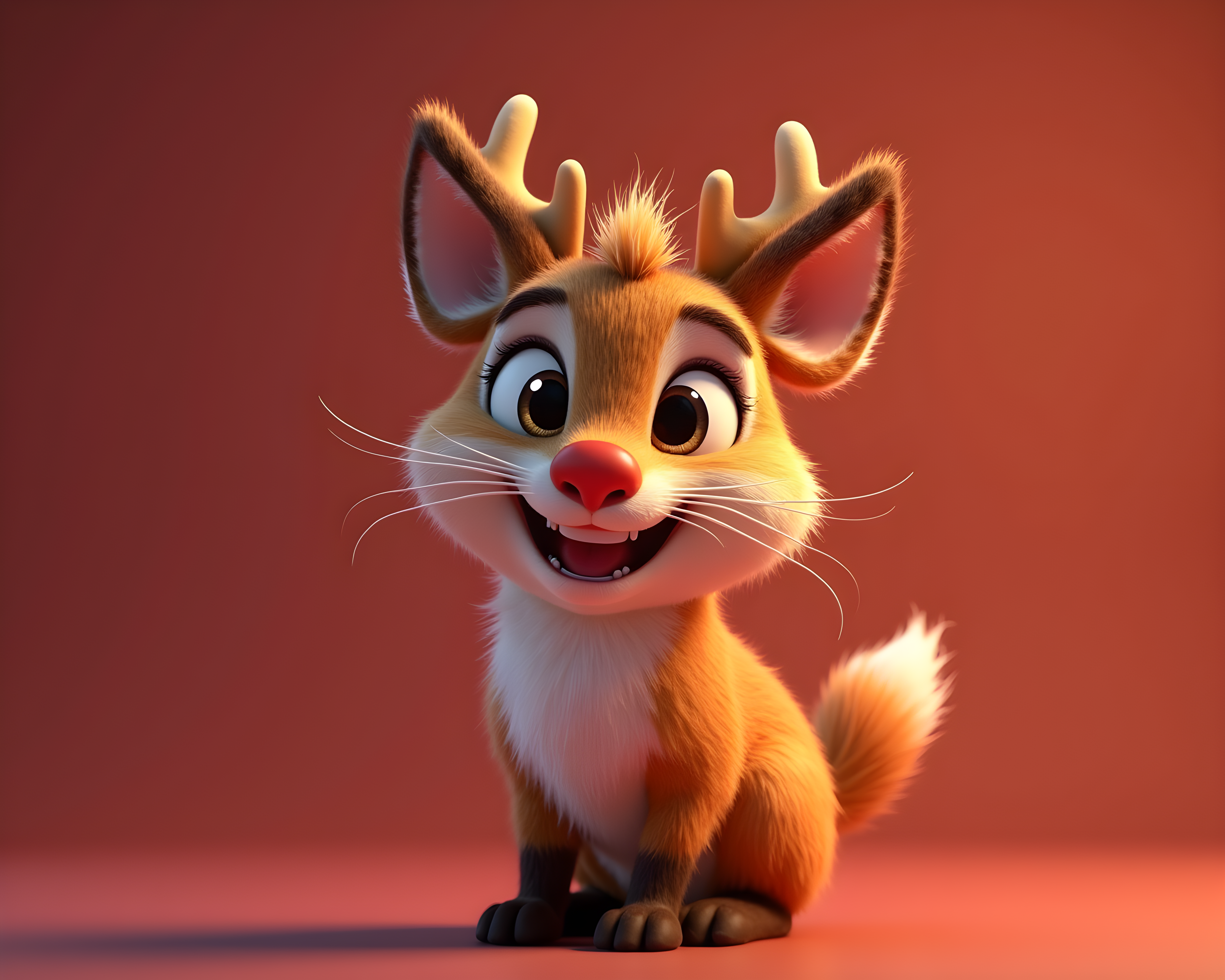 Reindeer Cat — 3D Render (Happy)
