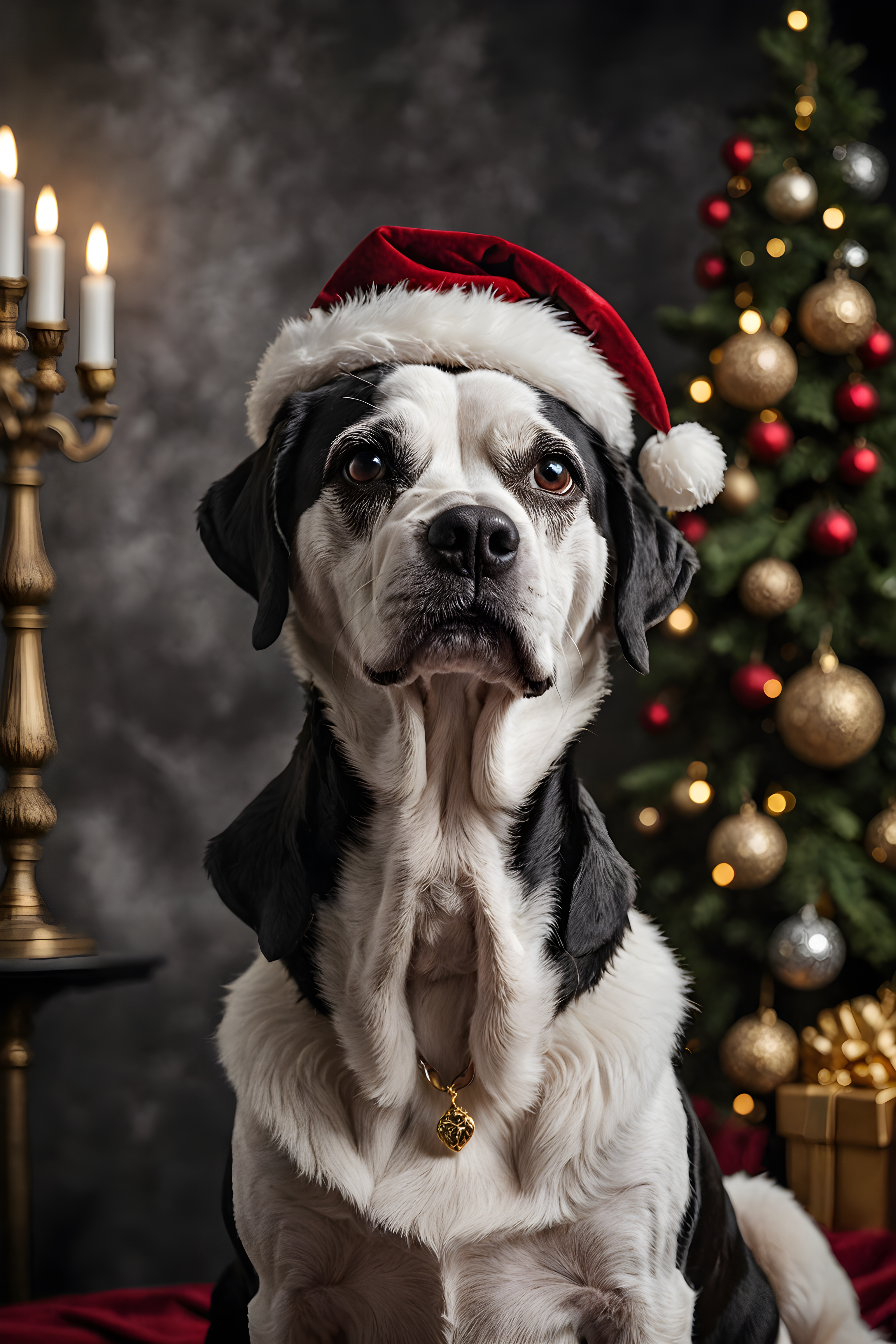 Santa Dog — Black & White (Luxury)