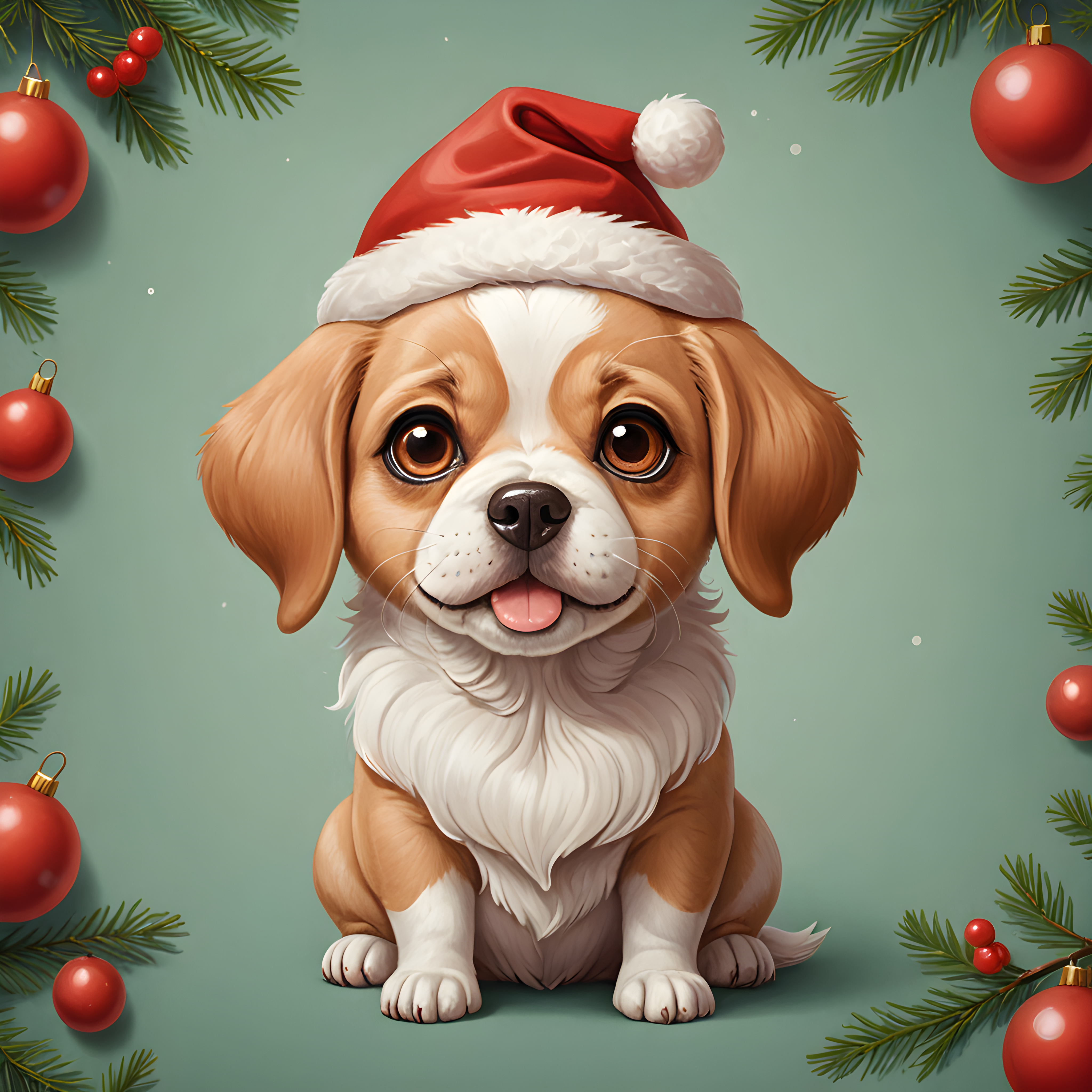Santa Dog — Cartoon / Kawaii (Aesthetic)
