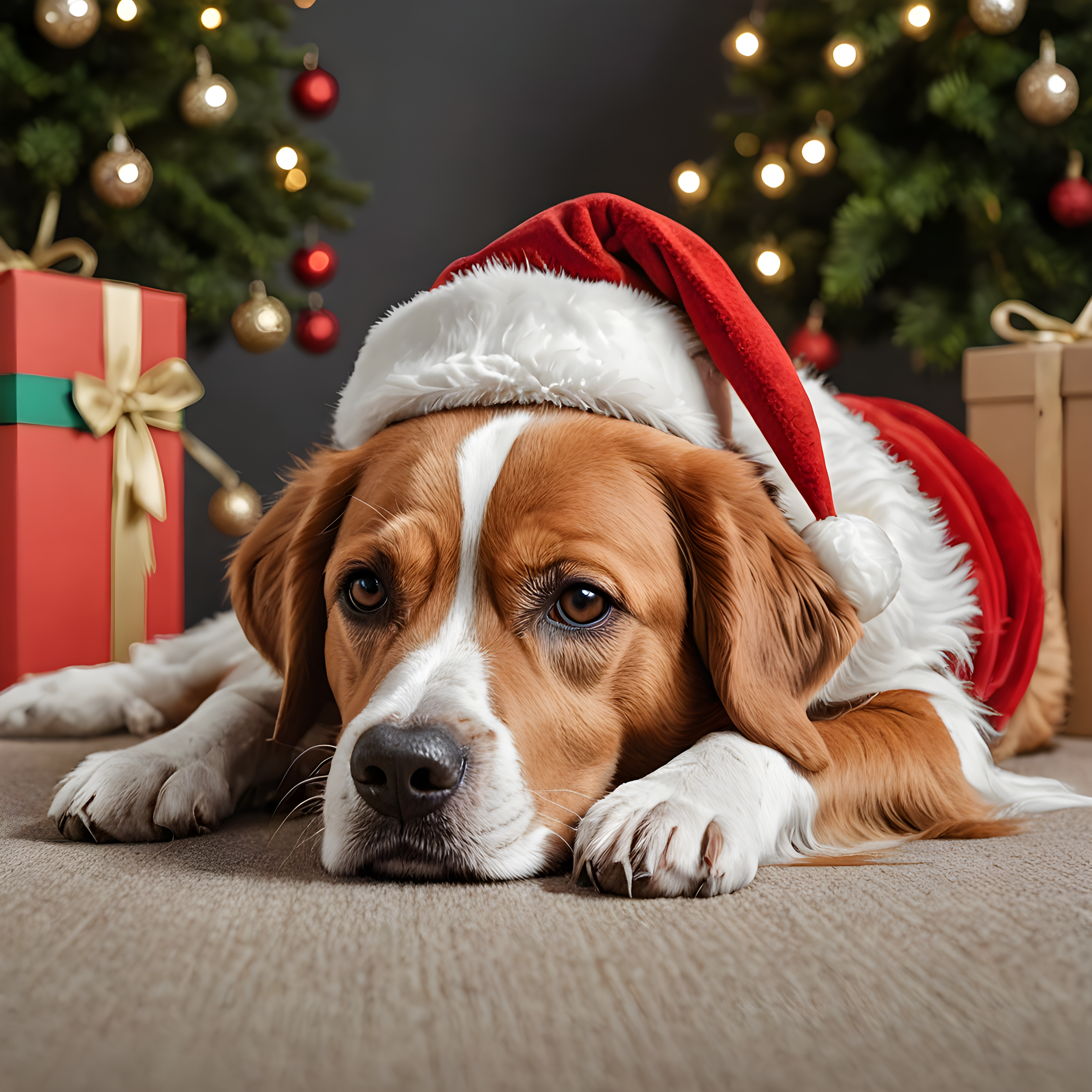 Santa Dog — Line Art (Aesthetic)
