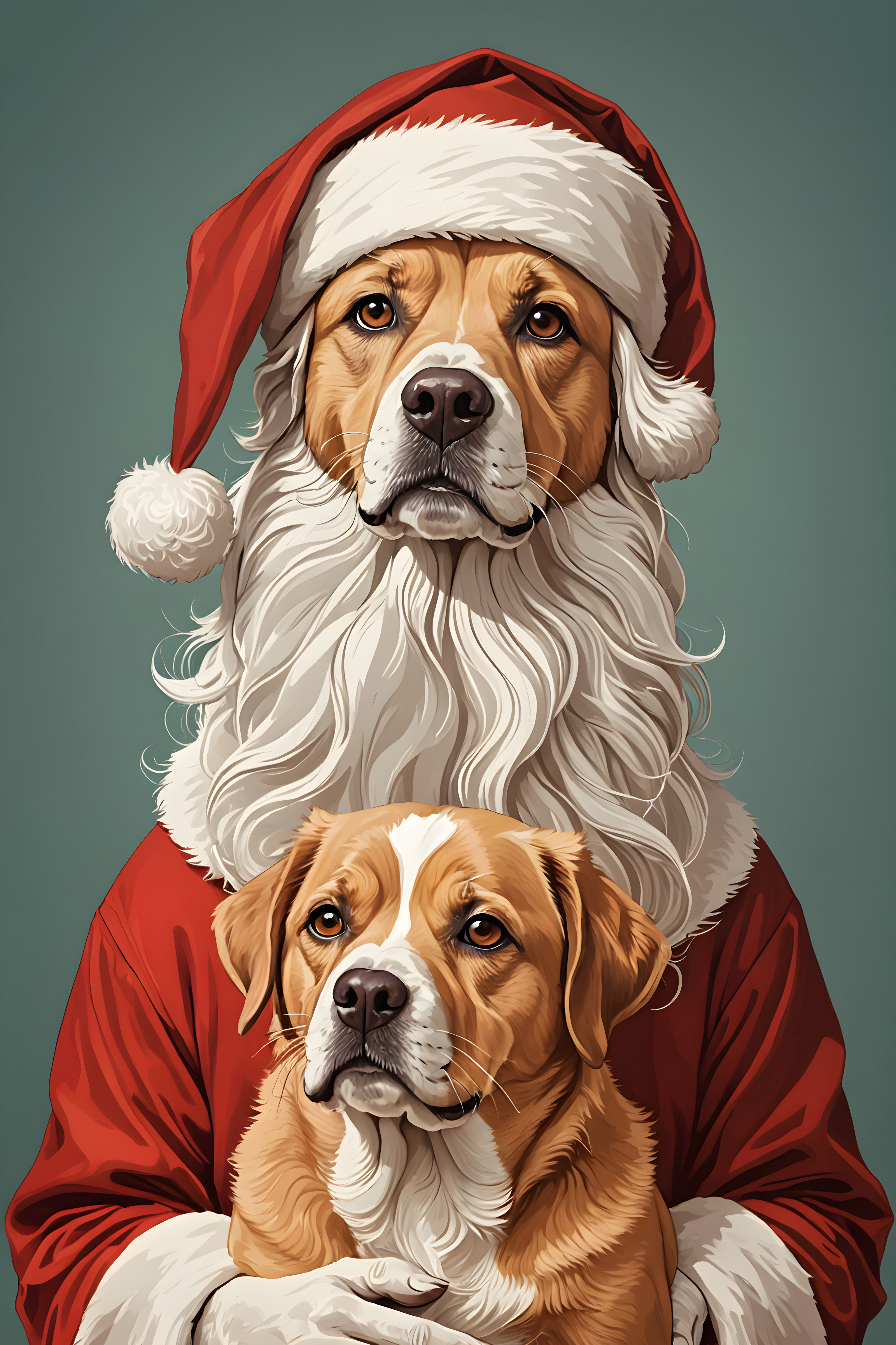 Santa Dog — Line Art (Emotional)