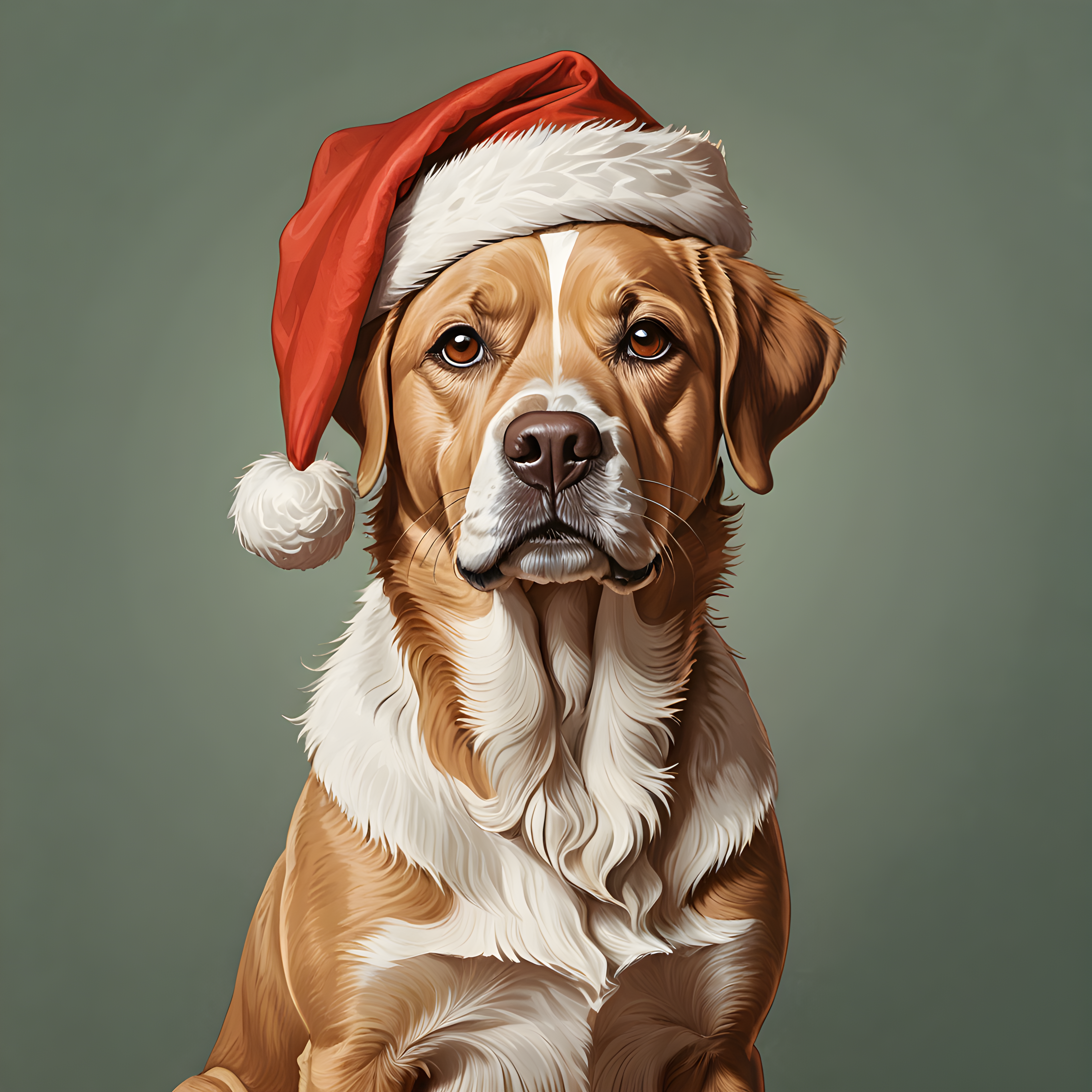 Santa Dog — Line Art (Emotional)
