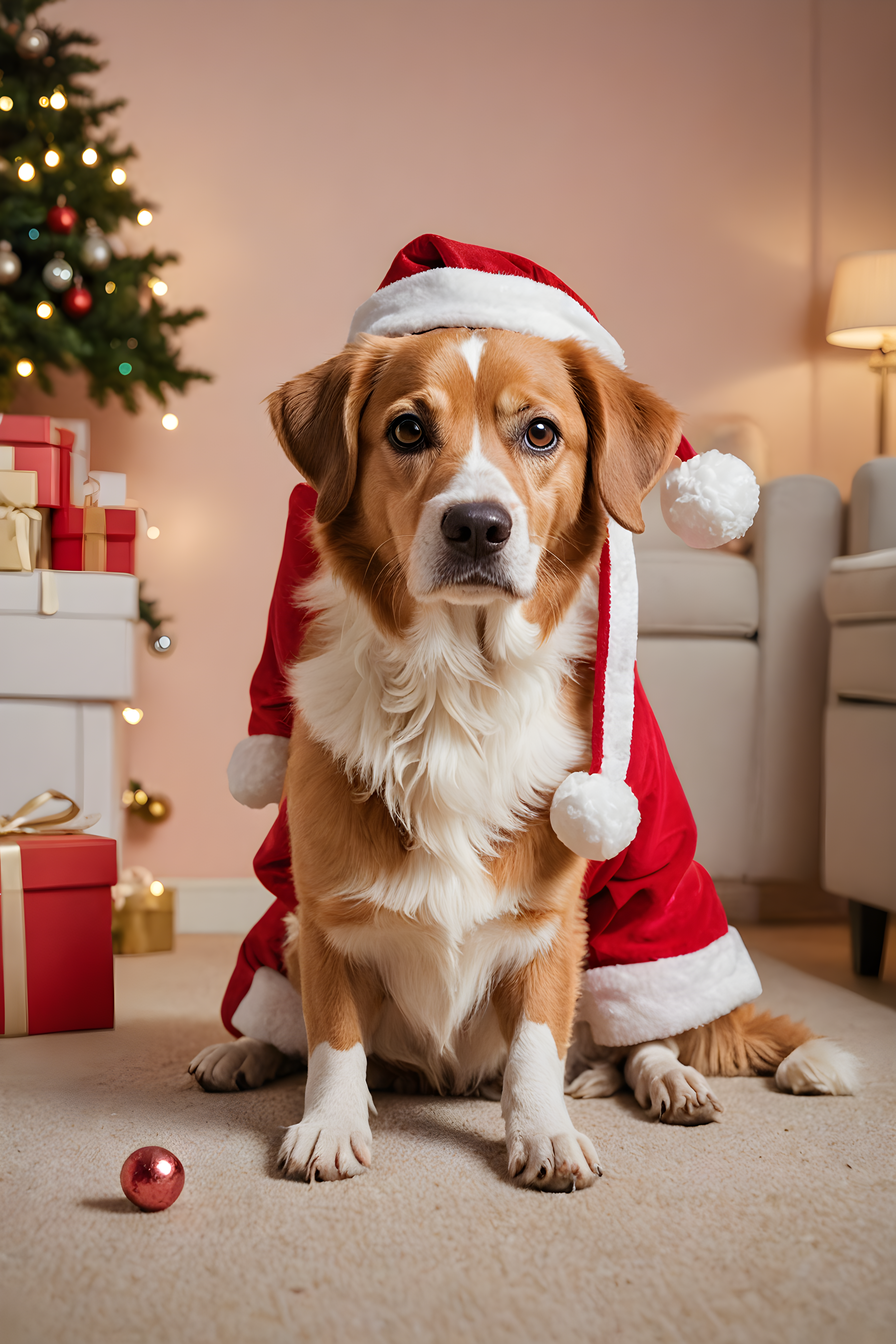 Santa Dog — Modern Aesthetic (Sleepy)