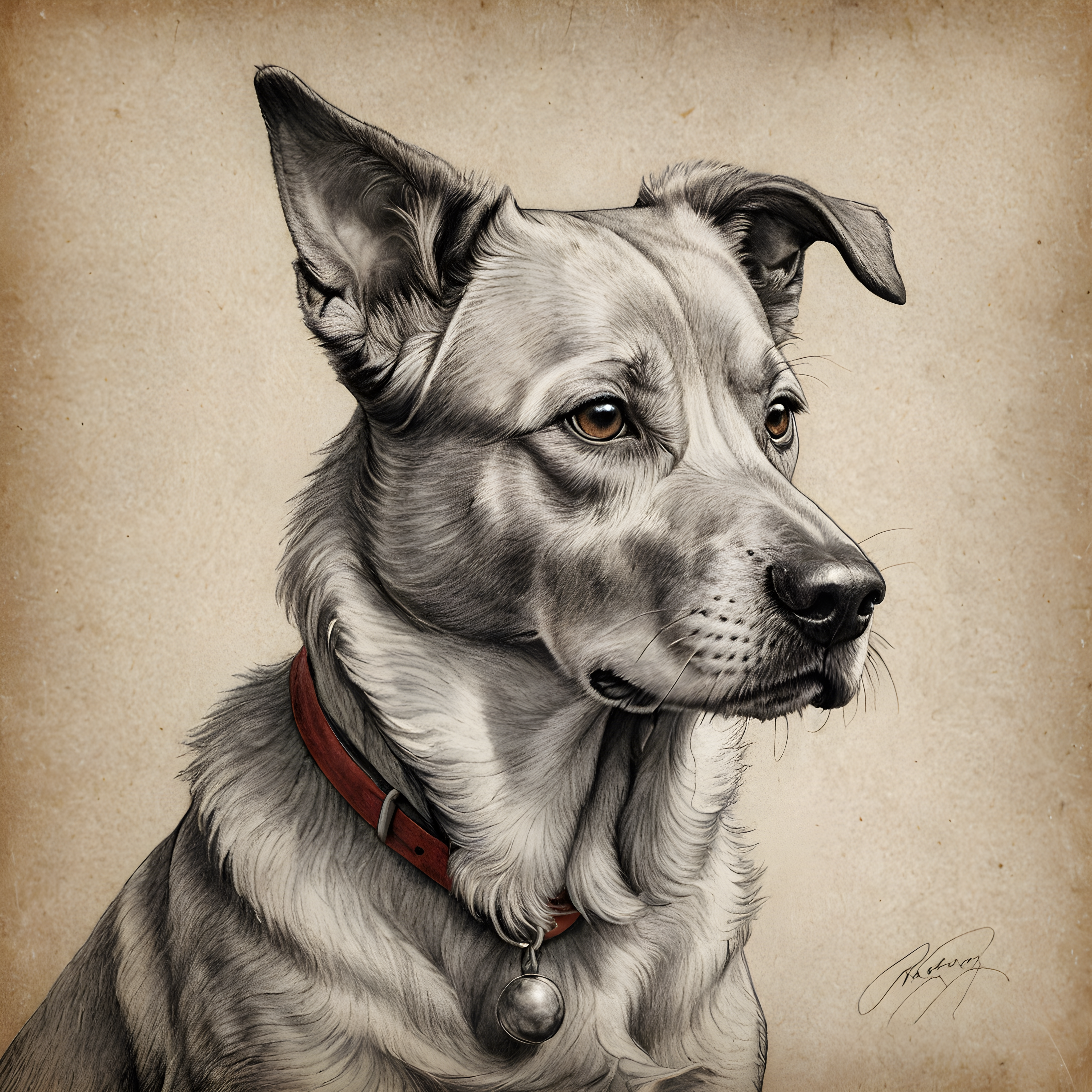 Santa Dog — Pencil Sketch (Emotional)