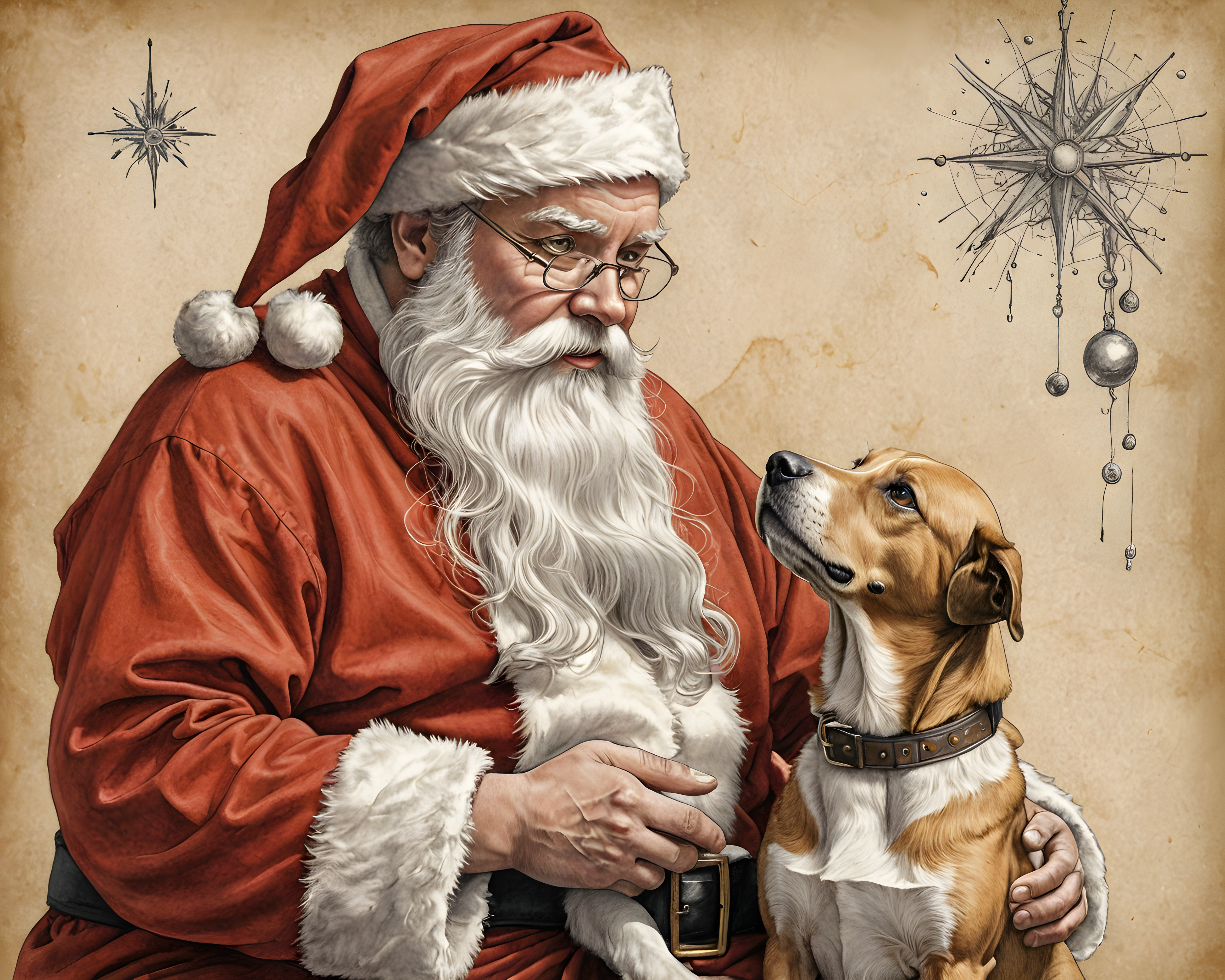 Santa Dog — Pencil Sketch (Fantasy)