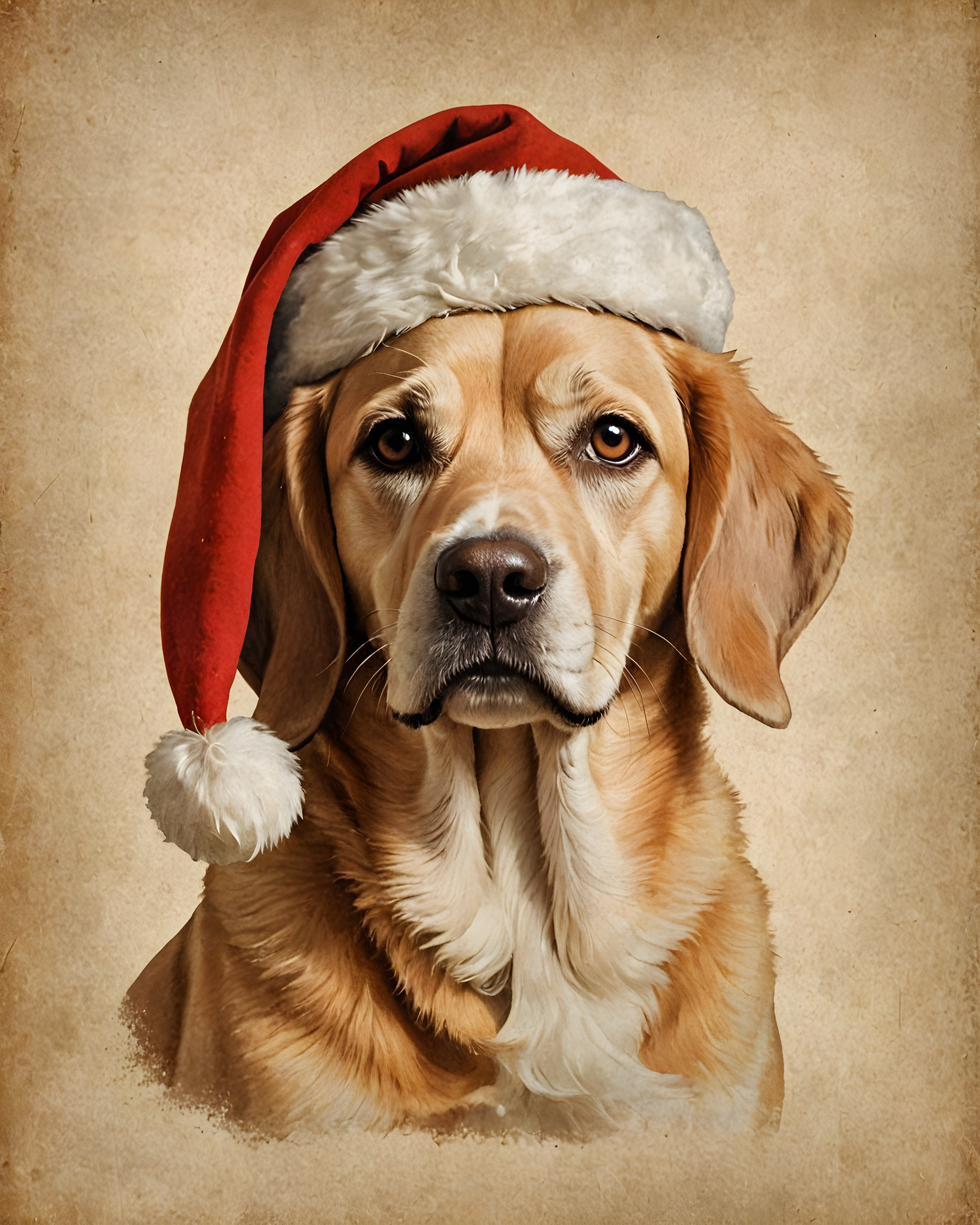 Santa Dog — Vintage Poster (Sleepy)